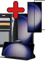 BTH BTH Samsung Galaxy S23 Ultra Hoesje Bookcase Zwart Met Screenprotector