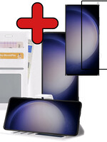BTH BTH Samsung Galaxy S23 Ultra Hoesje Bookcase Wit Met Screenprotector
