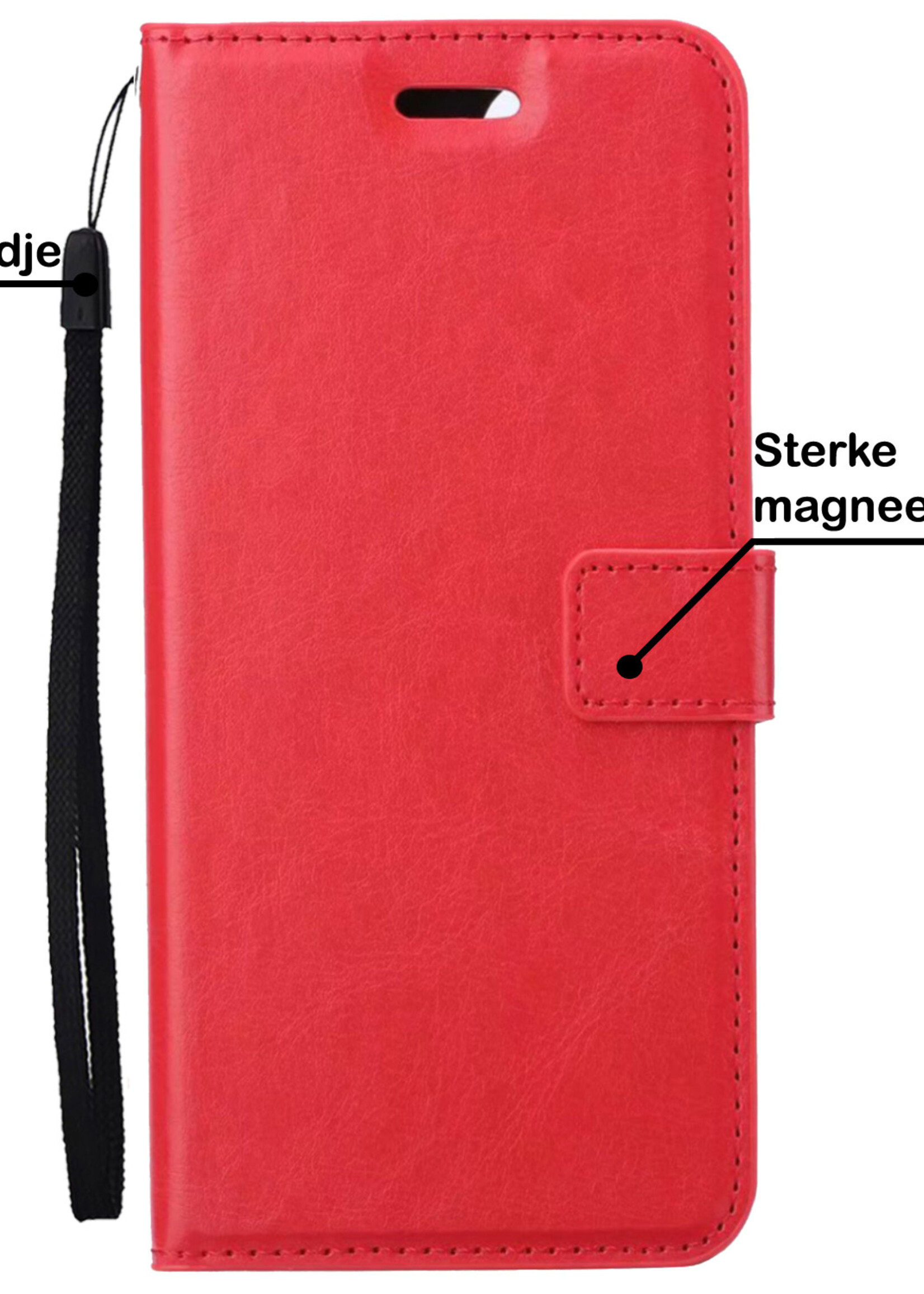 BTH OPPO A57 Hoesje Book Case Hoes Portemonnee Cover Walletcase - OPPO A57 Hoes Bookcase Hoesje - Rood