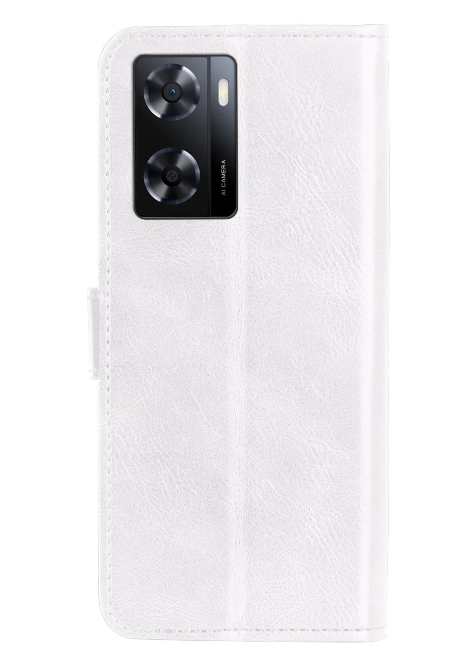 BTH OPPO A57 Hoesje Book Case Hoes Portemonnee Cover Walletcase - OPPO A57 Hoes Bookcase Hoesje - Wit
