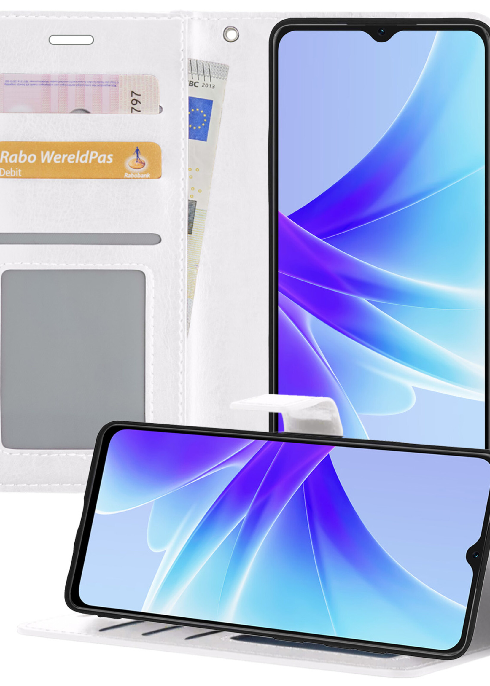 BTH OPPO A57 Hoesje Book Case Hoes Portemonnee Cover Walletcase - OPPO A57 Hoes Bookcase Hoesje - Wit