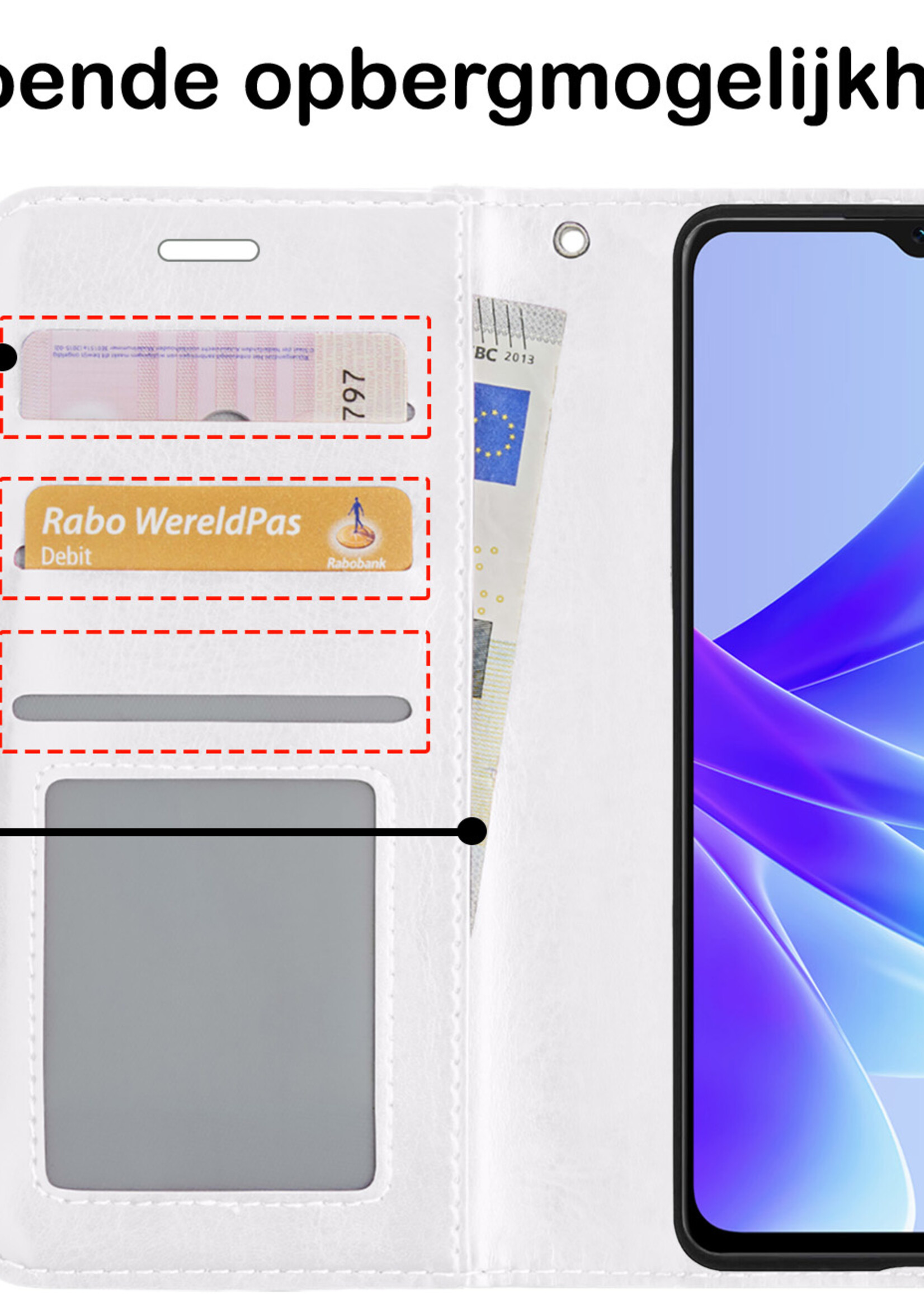 BTH OPPO A57 Hoesje Book Case Hoes Portemonnee Cover Walletcase - OPPO A57 Hoes Bookcase Hoesje - Wit