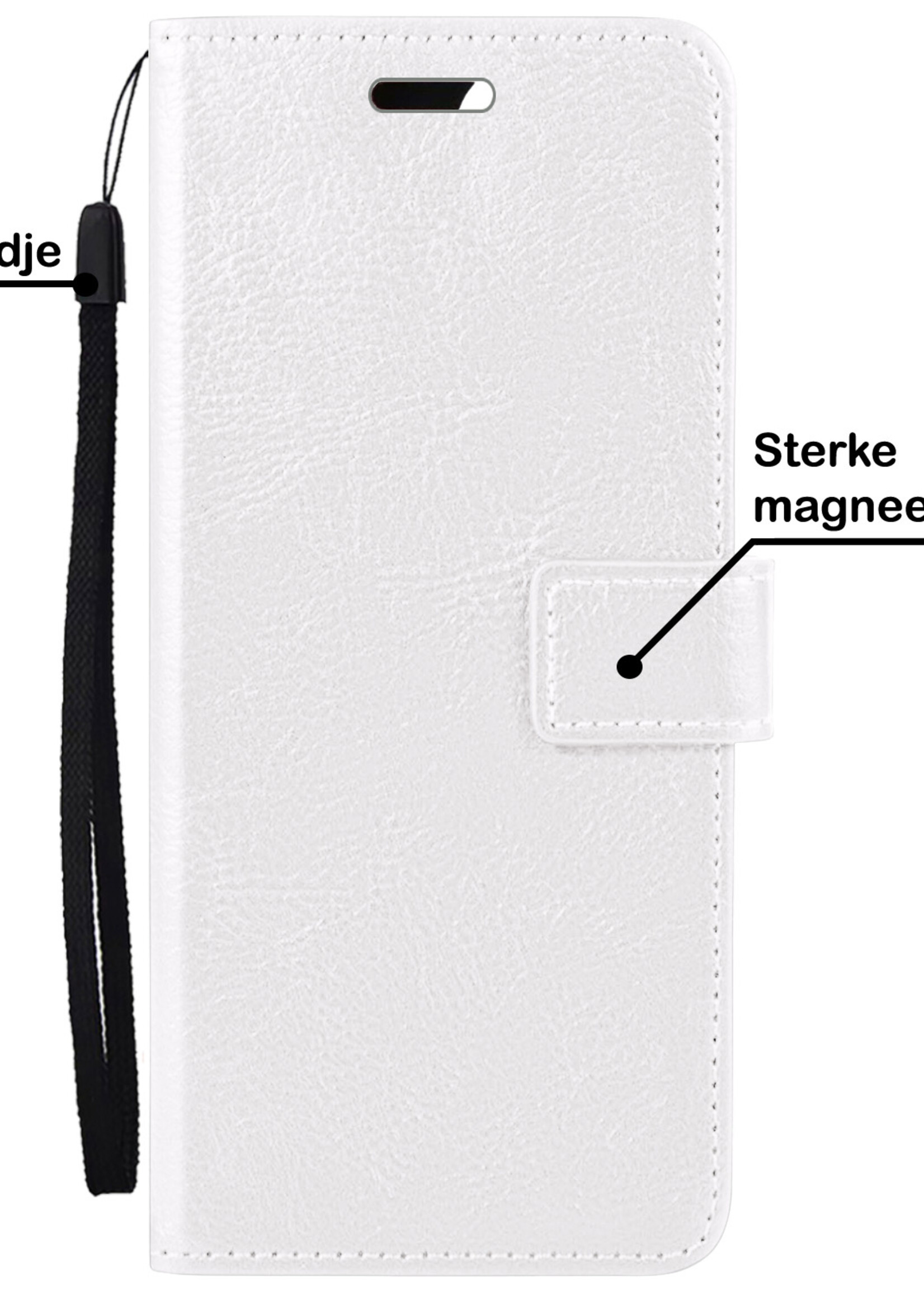 BTH OPPO A57 Hoesje Book Case Hoes Portemonnee Cover Walletcase - OPPO A57 Hoes Bookcase Hoesje - Wit