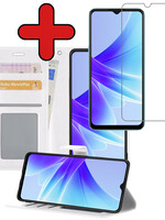 BTH BTH Oppo A17 Hoesje Bookcase Wit Met Screenprotector