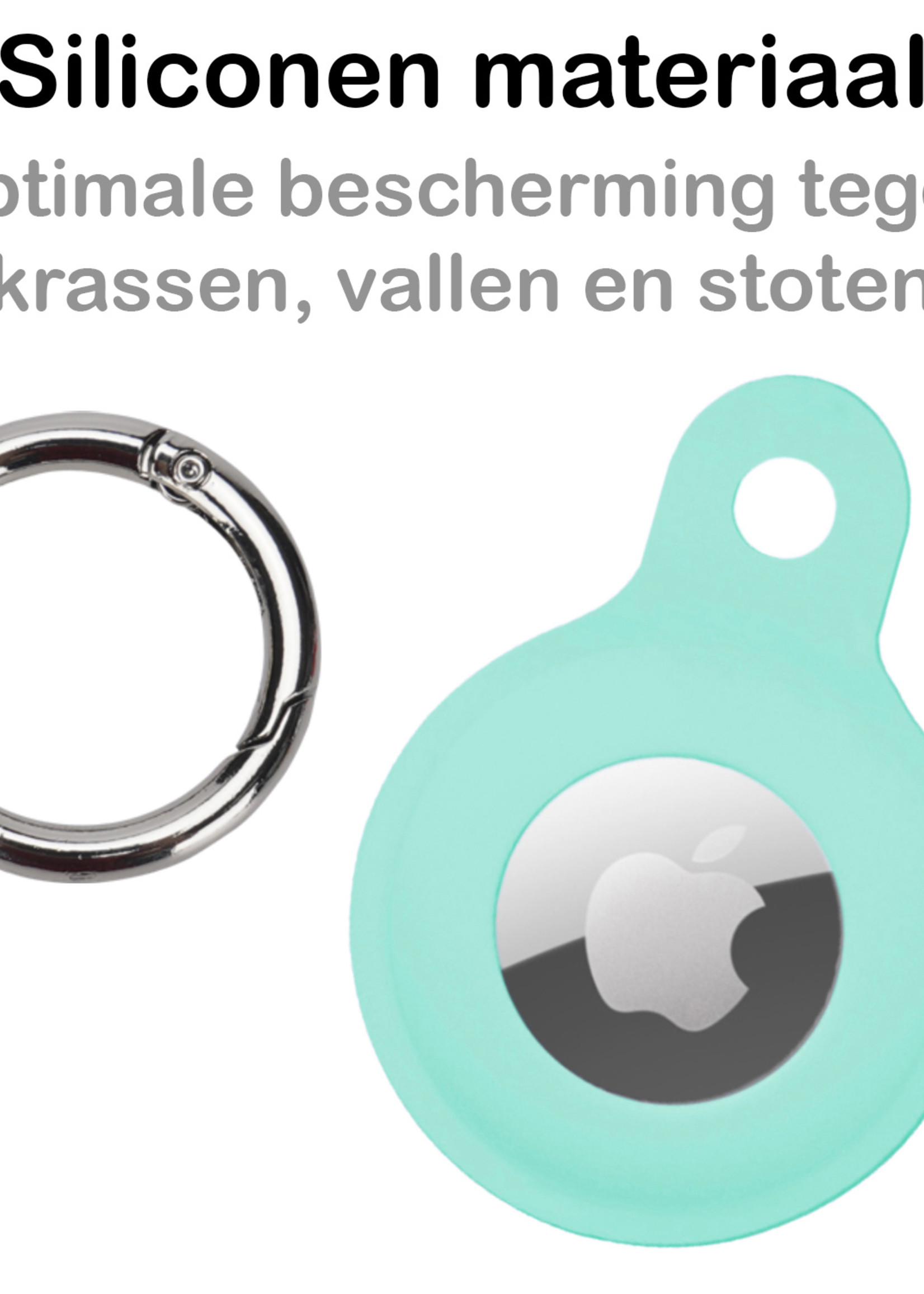 BTH Hoesje Geschikt voor Apple AirTag Sleutelhanger Hoesje Siliconen Hanger - Hoesje Geschikt voor Apple AirTag Hanger Sleutelhanger Hoesje - Turquoise - 2 PACK
