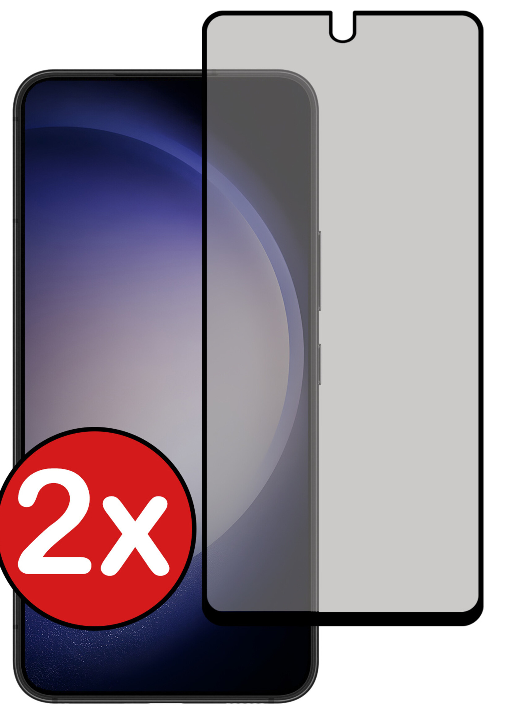 BTH Screenprotector Geschikt voor Samsung S23 Screenprotector Privacy Glas Gehard Full Cover - Screenprotector Geschikt voor Samsung Galaxy S23 Screenprotector Privacy Tempered Glass - 2 PACK