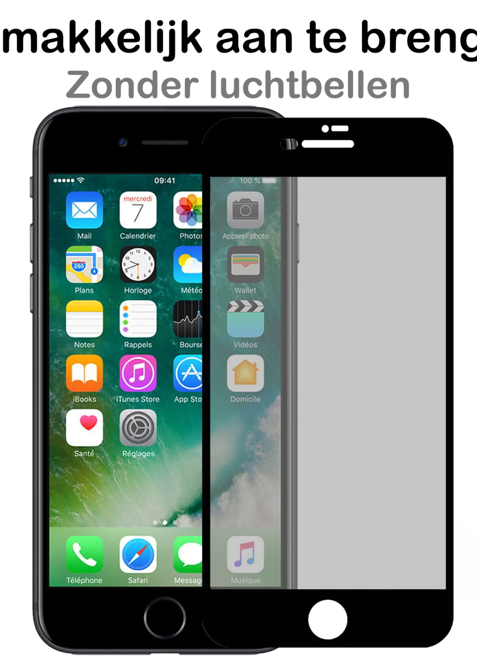 BTH Screenprotector Geschikt voor iPhone 8 Screenprotector Privacy Glas Gehard Full Cover - Screenprotector Geschikt voor iPhone 8 Screenprotector Privacy Tempered Glass - 3 PACK