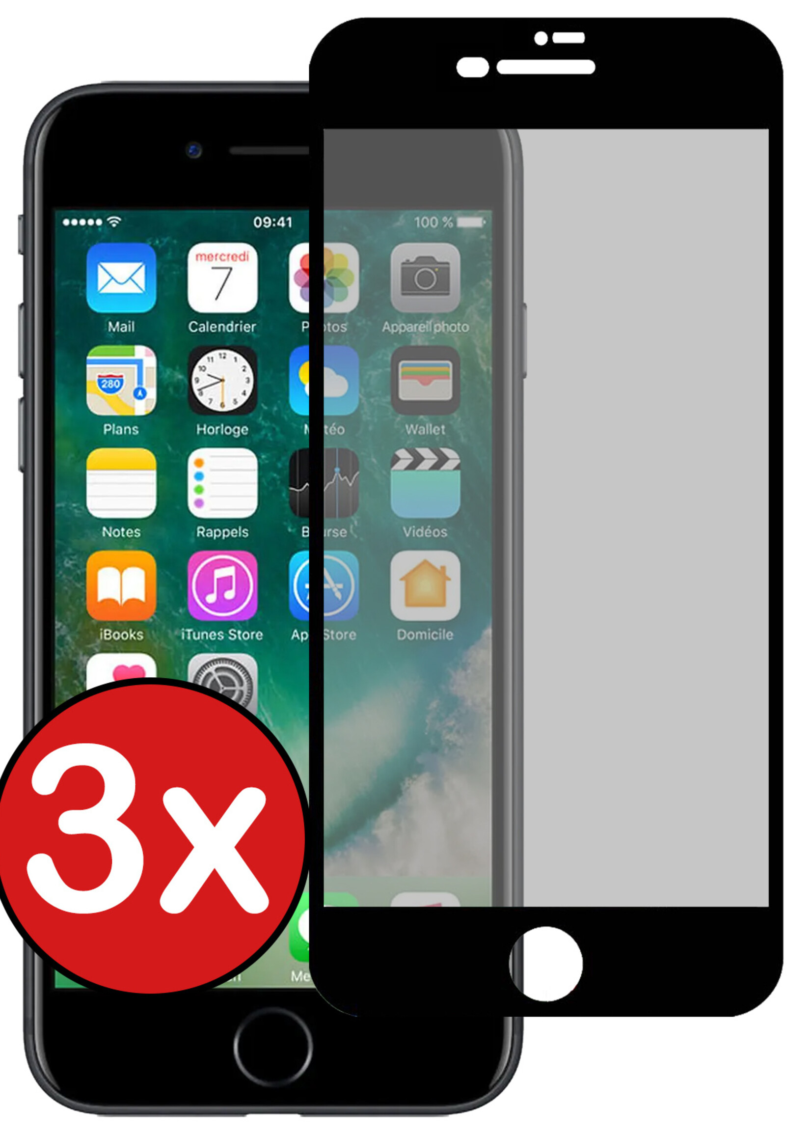 BTH Screenprotector Geschikt voor iPhone SE 2020 Screenprotector Privacy Glas Gehard Full Cover - Screenprotector Geschikt voor iPhone SE (2020) Screenprotector Privacy Tempered Glass - 3 PACK