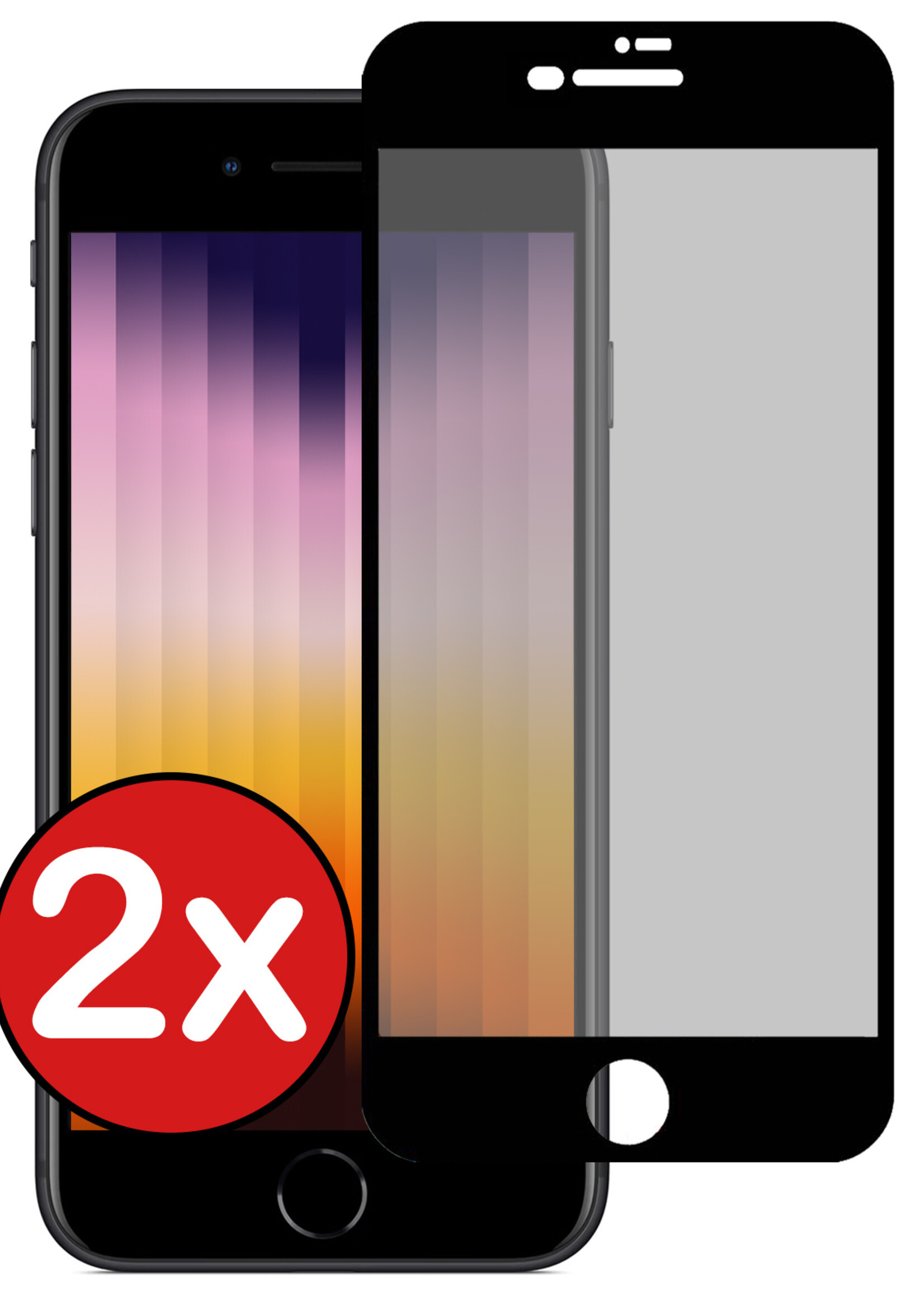 BTH Screenprotector Geschikt voor iPhone SE 2022 Screenprotector Privacy Glas Gehard Full Cover - Screenprotector Geschikt voor iPhone SE (2022) Screenprotector Privacy Tempered Glass - 2 PACK