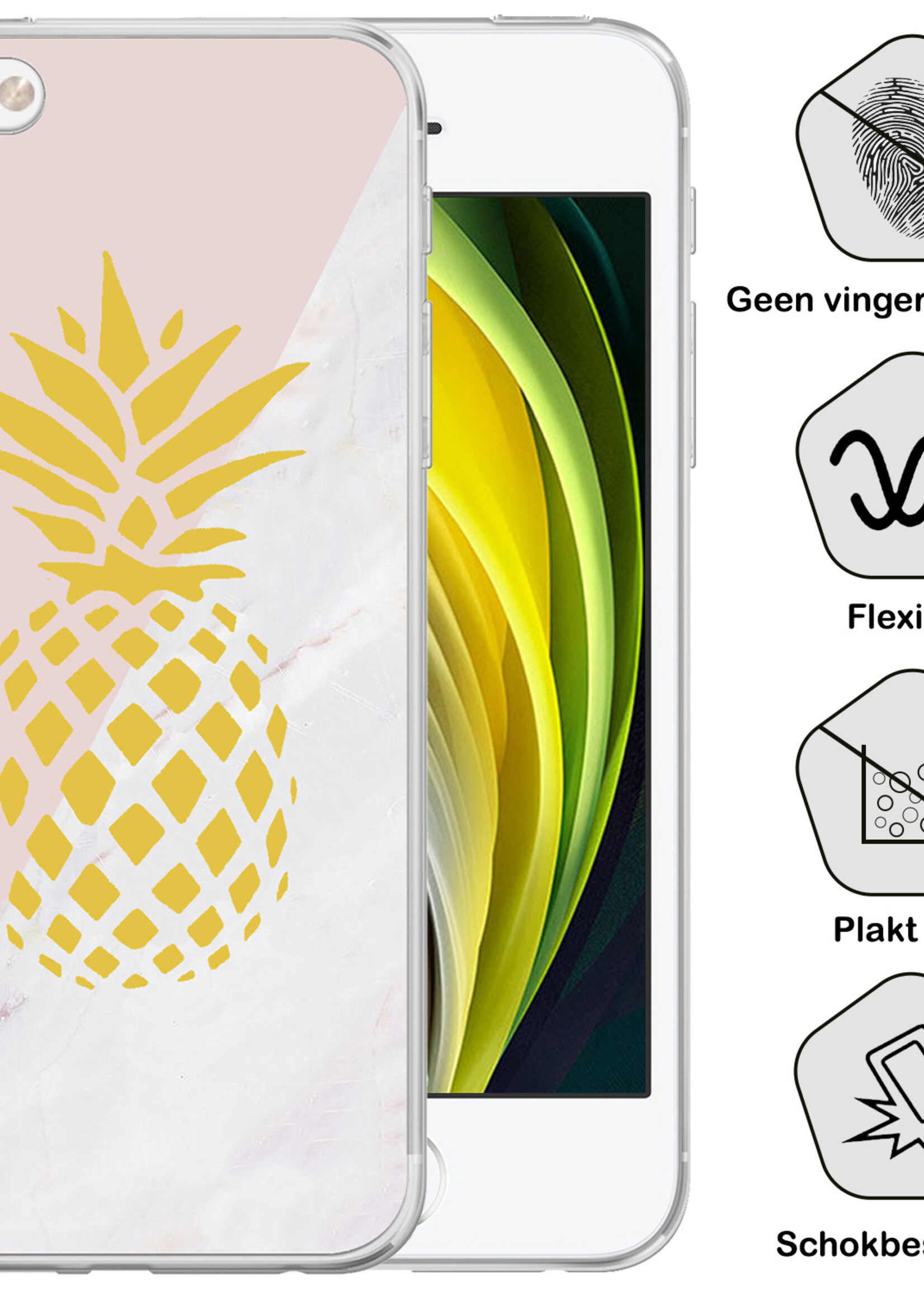 BTH Hoes geschikt voor iPhone 7 Hoesje Siliconen Case Cover - iPhone 7 Hoesje Cover Hoes Siliconen - Ananas