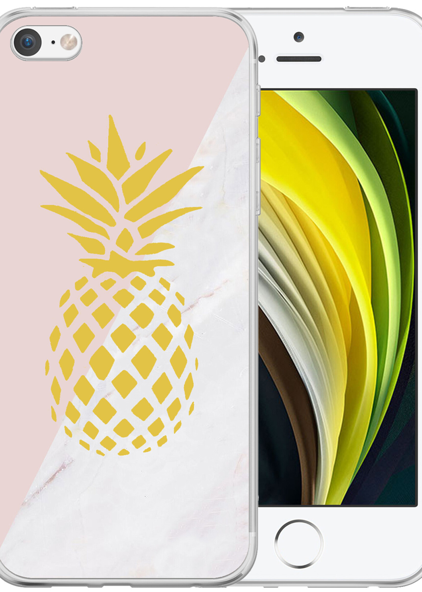BTH Hoes geschikt voor iPhone 7 Hoesje Siliconen Case Cover - iPhone 7 Hoesje Cover Hoes Siliconen - Ananas