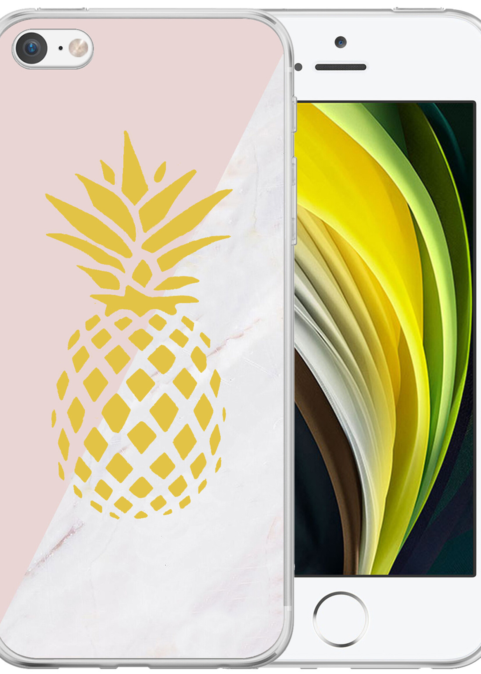 BTH Hoes geschikt voor iPhone 8 Hoesje Siliconen Case Cover - iPhone 8 Hoesje Cover Hoes Siliconen - Ananas