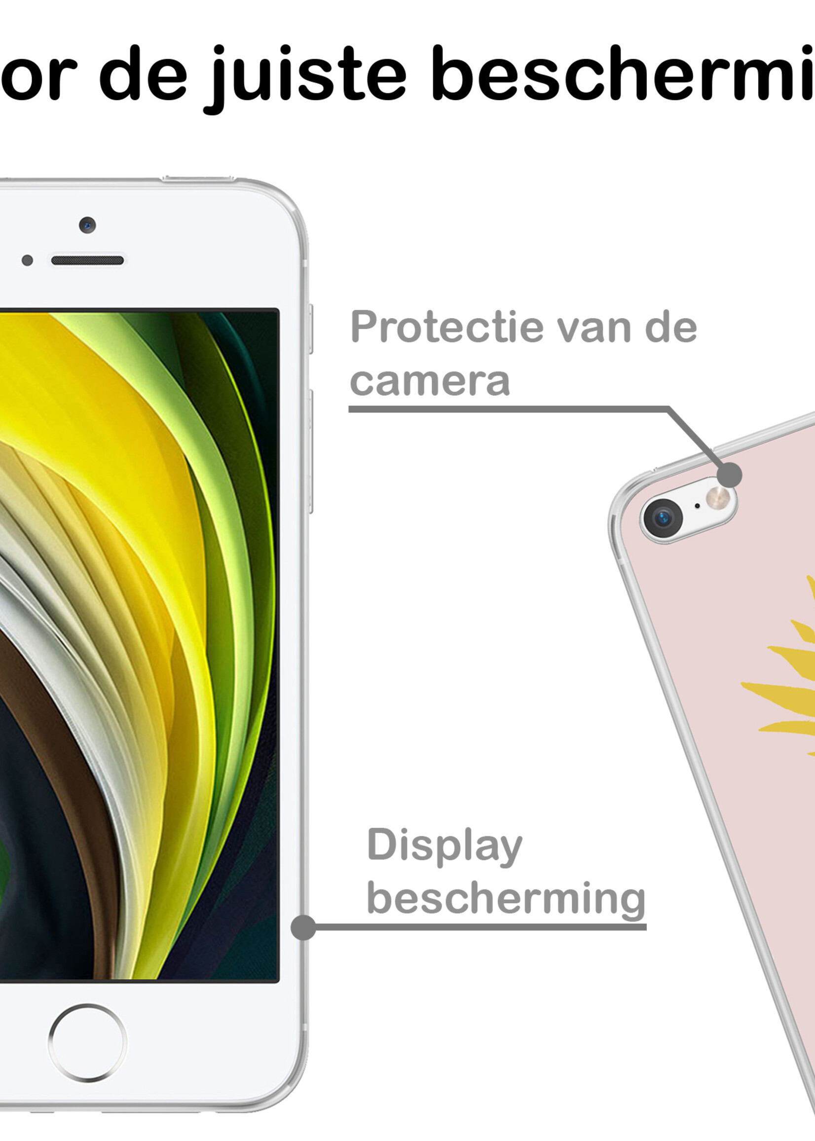 BTH Hoesje Geschikt voor iPhone 8 Hoesje Siliconen Case Hoes - Hoes Geschikt voor iPhone 8 Hoes Cover Case - Ananas - 2 PACK