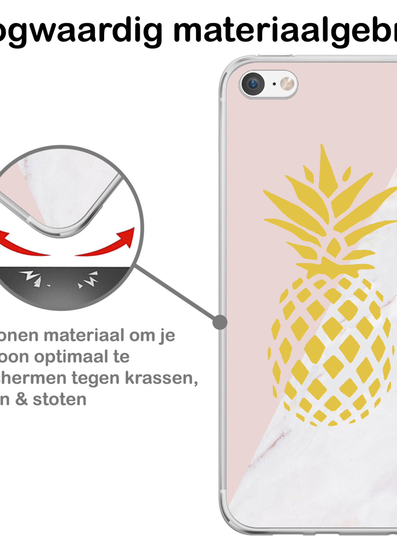 BTH Hoesje Geschikt voor iPhone 8 Hoesje Siliconen Case Hoes - Hoes Geschikt voor iPhone 8 Hoes Cover Case - Ananas - 2 PACK