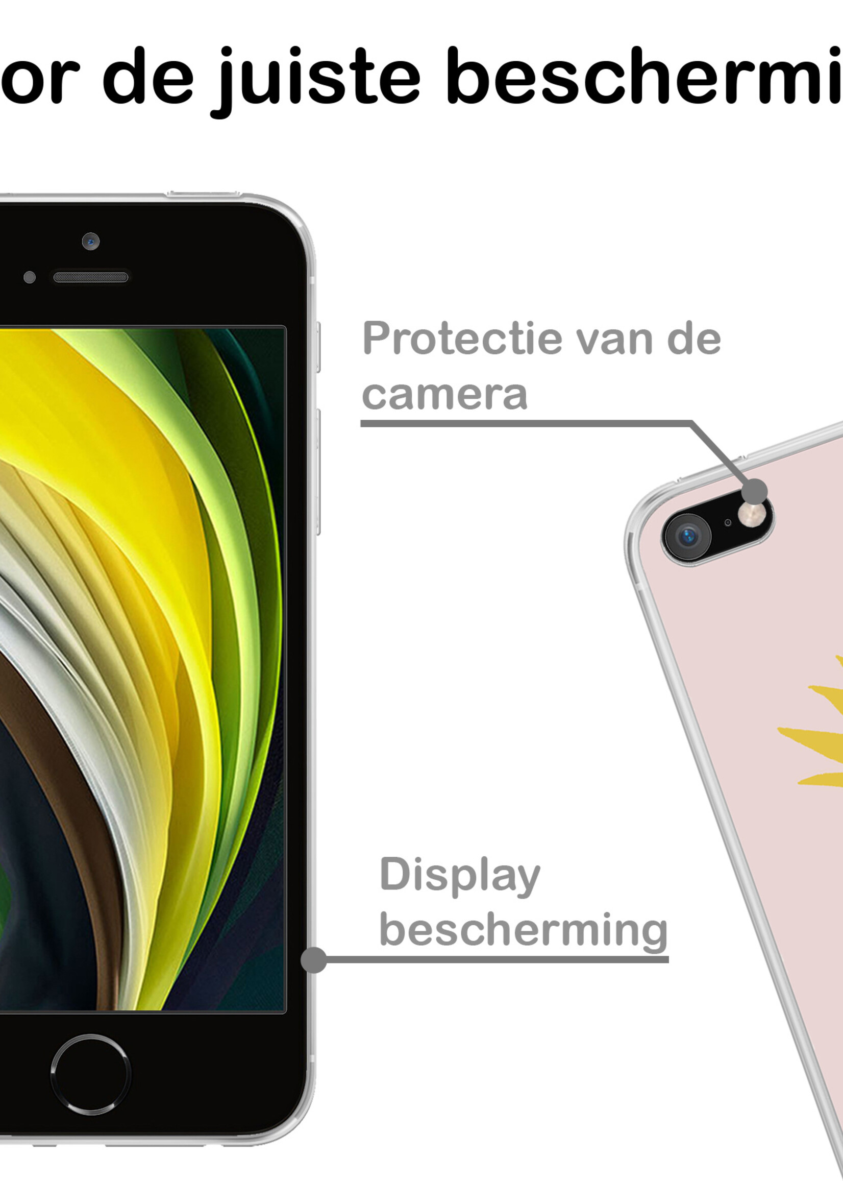 BTH Hoes geschikt voor iPhone SE 2020 Hoesje Siliconen Case Cover - iPhone SE 2020 Hoesje Cover Hoes Siliconen - Ananas