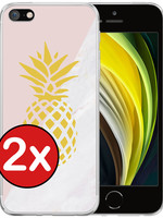 BTH BTH iPhone SE 2020 Hoesje Siliconen - Ananas - 2 PACK