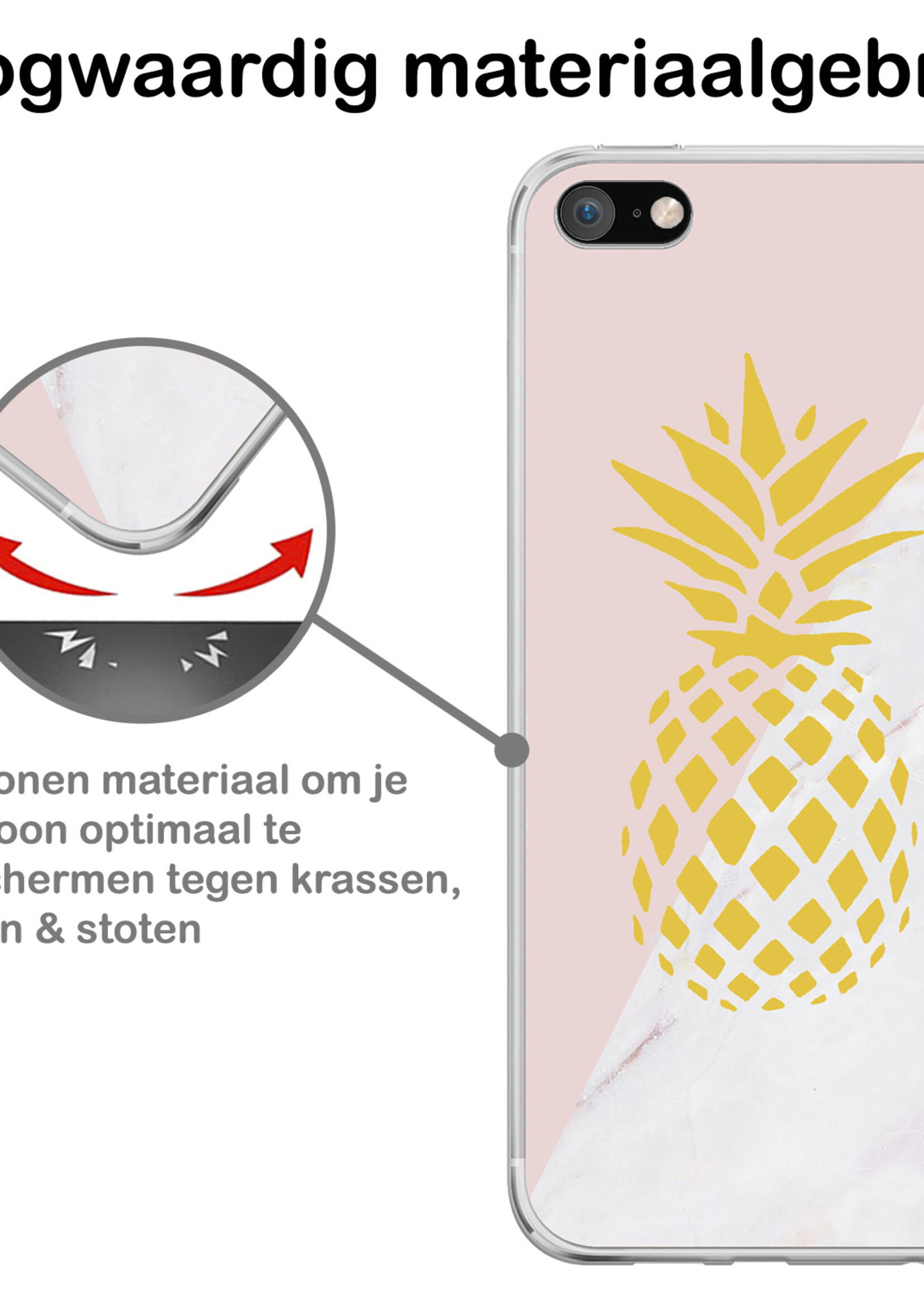 BTH Hoesje Geschikt voor iPhone SE 2020 Hoesje Siliconen Case Hoes - Hoes Geschikt voor iPhone SE (2020) Hoes Cover Case - Ananas - 2 PACK