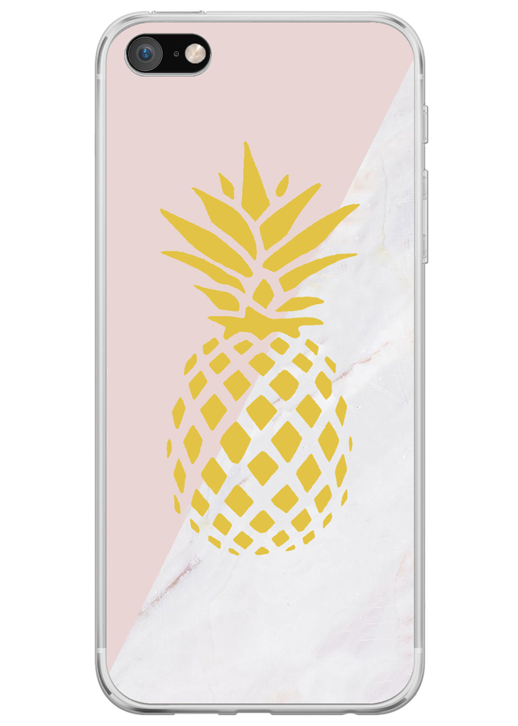 BTH Hoesje Geschikt voor iPhone SE 2020 Hoesje Siliconen Case Hoes - Hoes Geschikt voor iPhone SE (2020) Hoes Cover Case - Ananas - 2 PACK