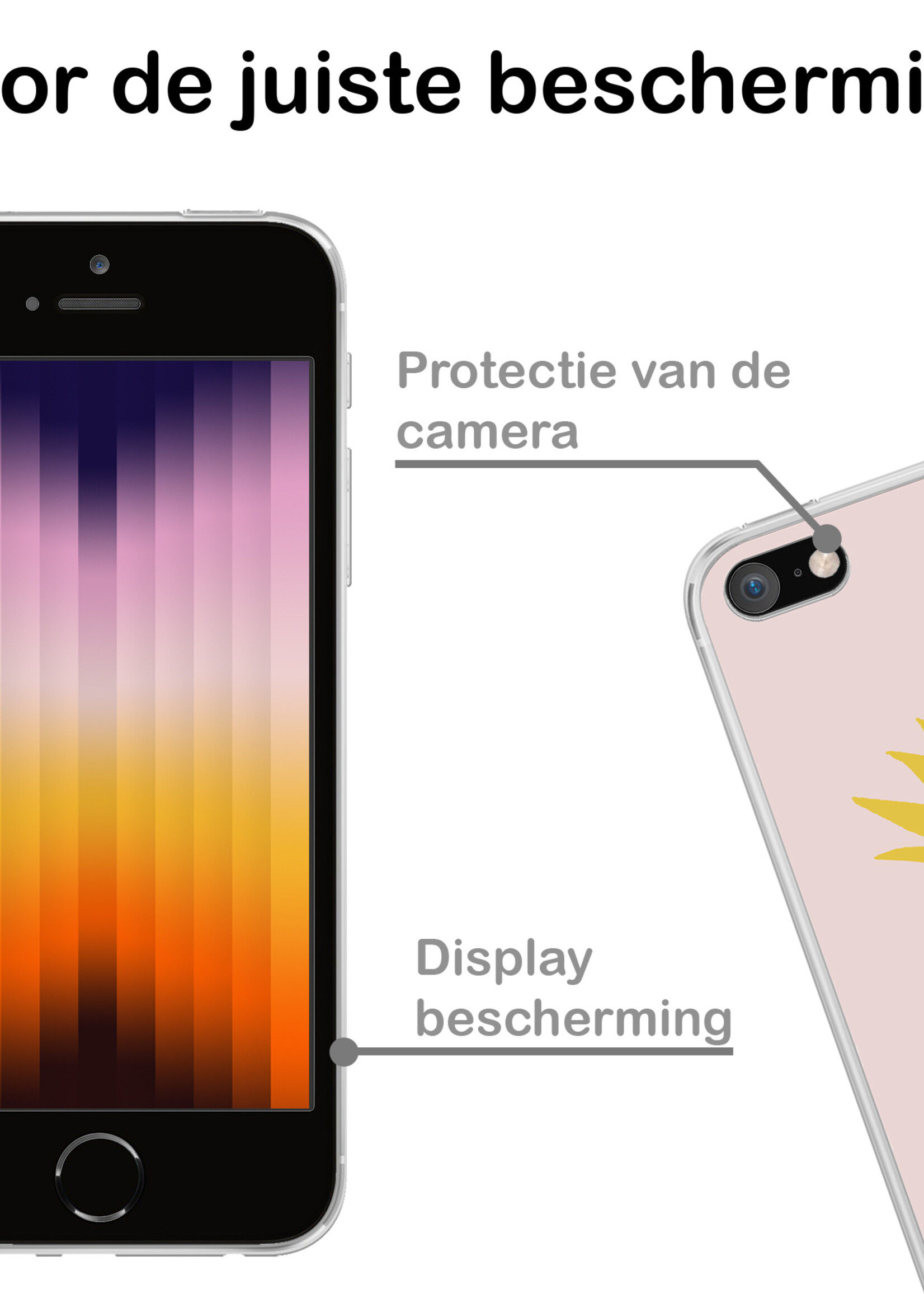 BTH Hoes geschikt voor iPhone SE 2022 Hoesje Siliconen Case Cover - iPhone SE 2022 Hoesje Cover Hoes Siliconen - Ananas