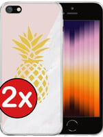 BTH BTH iPhone SE 2022 Hoesje Siliconen - Ananas - 2 PACK