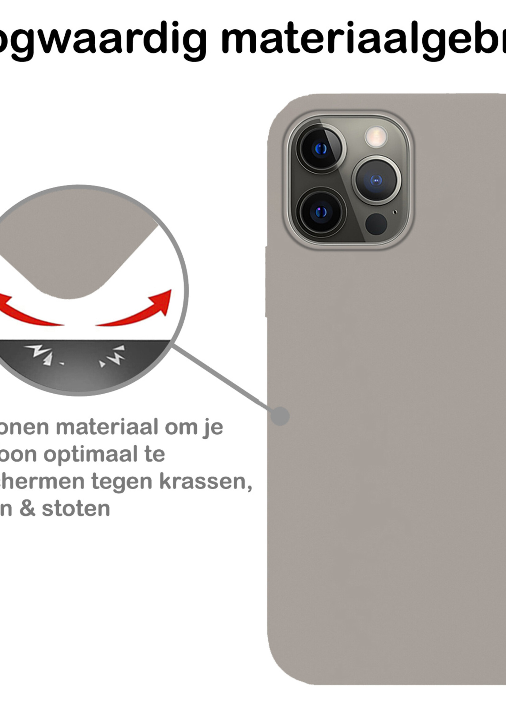 BTH Hoes geschikt voor iPhone 14 Pro Hoesje Siliconen Case Cover - iPhone 14 Pro Hoesje Cover Hoes Siliconen - Grijs