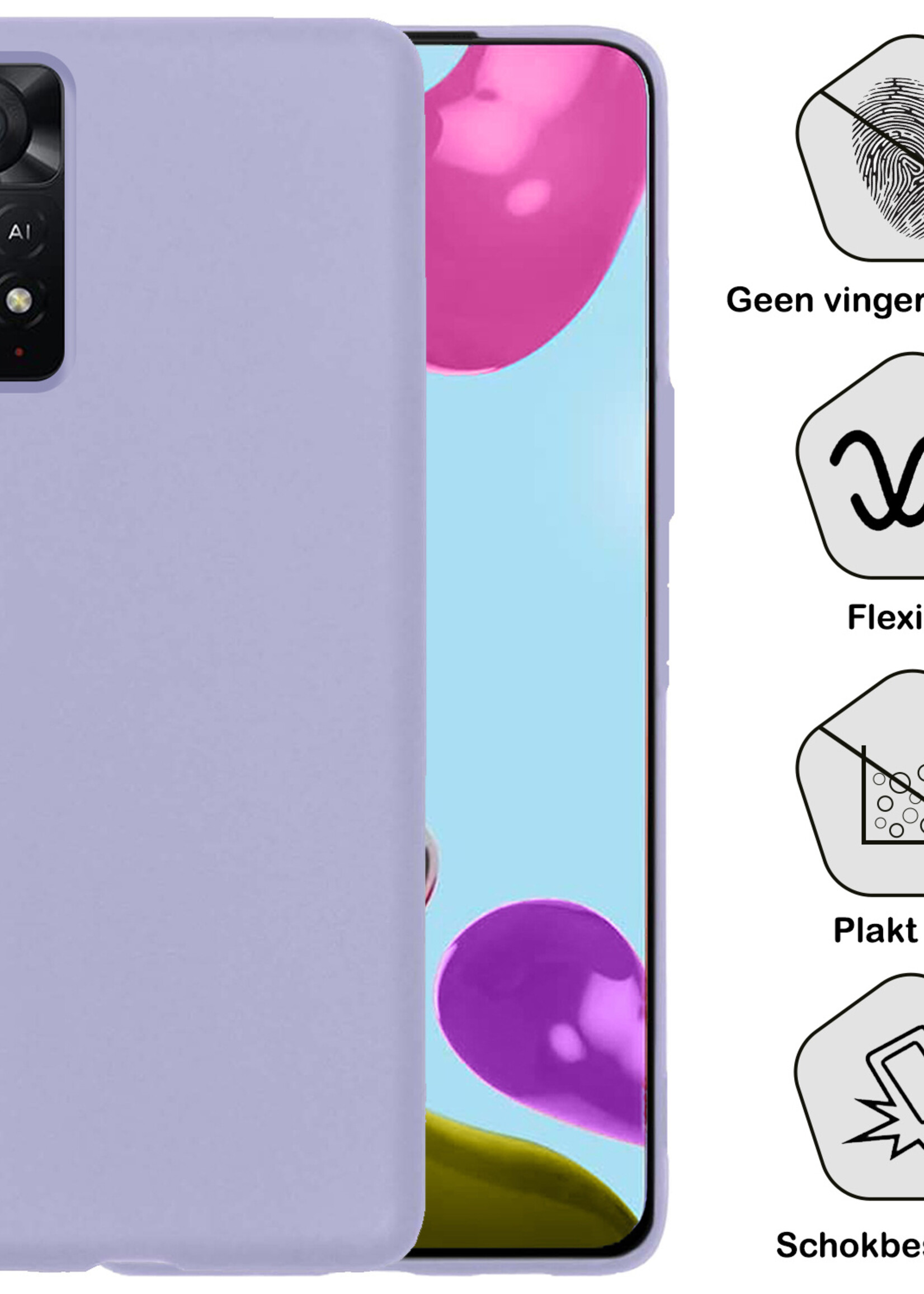 BTH Xiaomi Redmi Note 11 Hoesje Siliconen Case Cover - Xiaomi Redmi Note 11 Hoesje Cover Hoes Siliconen - Lila