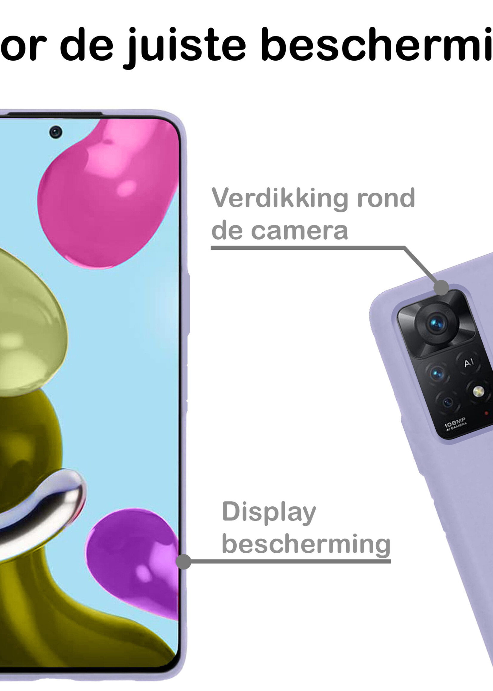 BTH Xiaomi Redmi Note 11 Hoesje Siliconen Case Cover - Xiaomi Redmi Note 11 Hoesje Cover Hoes Siliconen - Lila