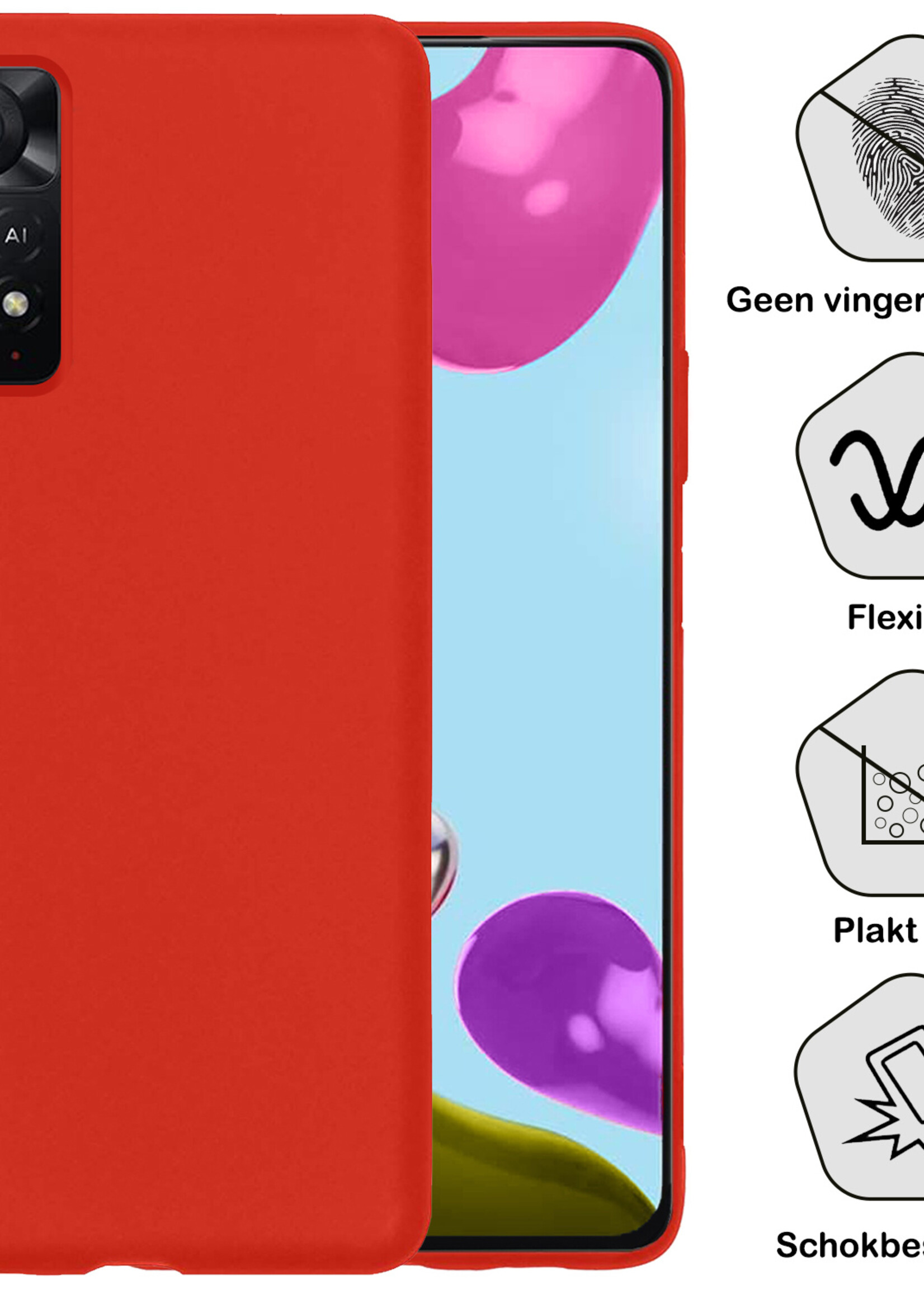 BTH Xiaomi Redmi Note 11 Hoesje Siliconen Case Cover - Xiaomi Redmi Note 11 Hoesje Cover Hoes Siliconen - Rood