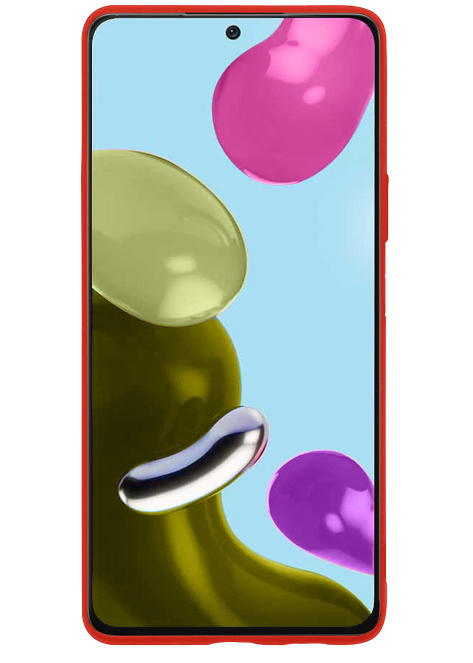 BTH Hoesje Geschikt voor Xiaomi Redmi Note 11 Hoesje Siliconen Case Hoes Met Screenprotector - Hoes Geschikt voor Xiaomi Redmi Note 11 Hoes Cover Case - Rood