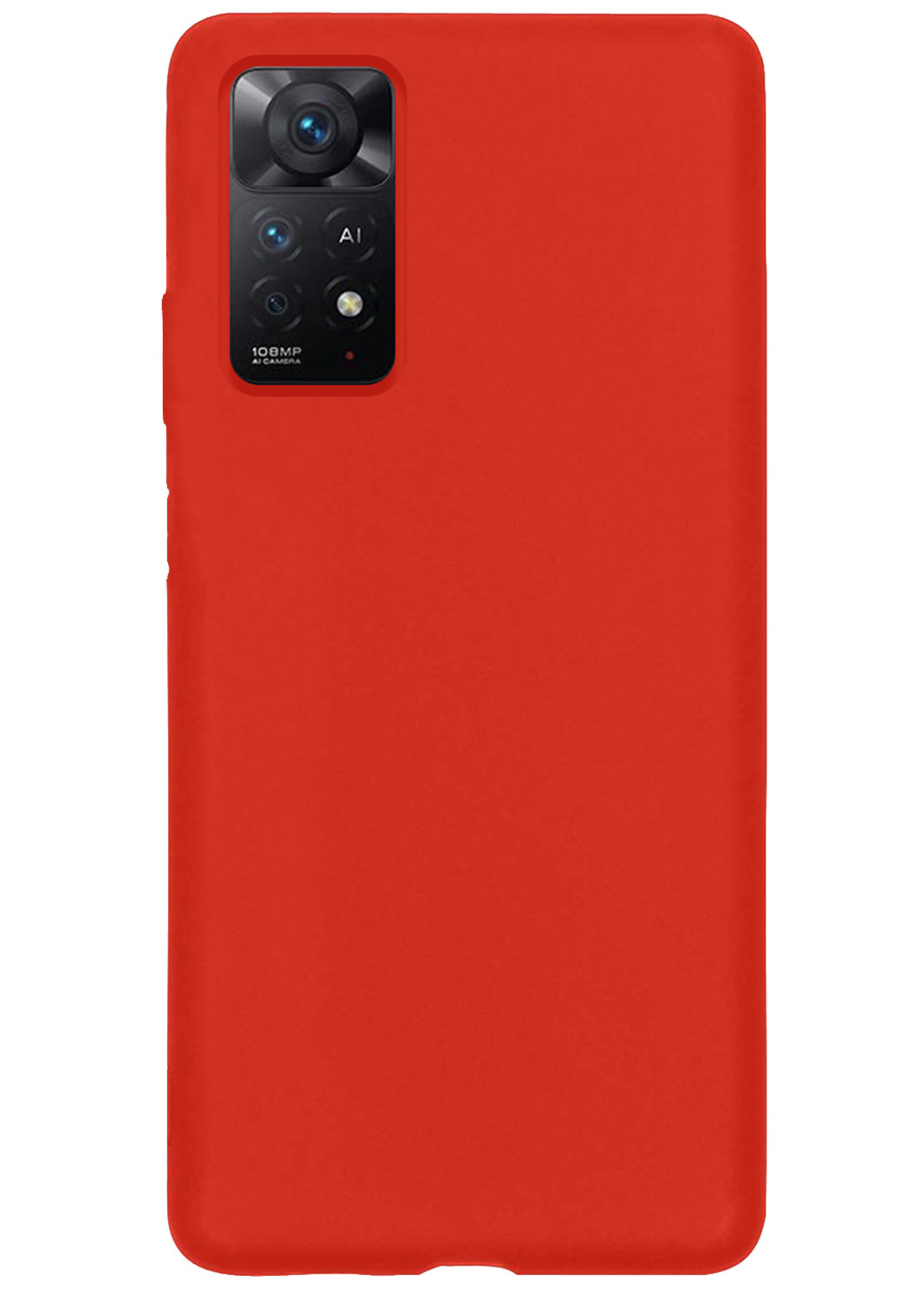 BTH Hoesje Geschikt voor Xiaomi Redmi Note 11 Hoesje Siliconen Case Hoes Met Screenprotector - Hoes Geschikt voor Xiaomi Redmi Note 11 Hoes Cover Case - Rood