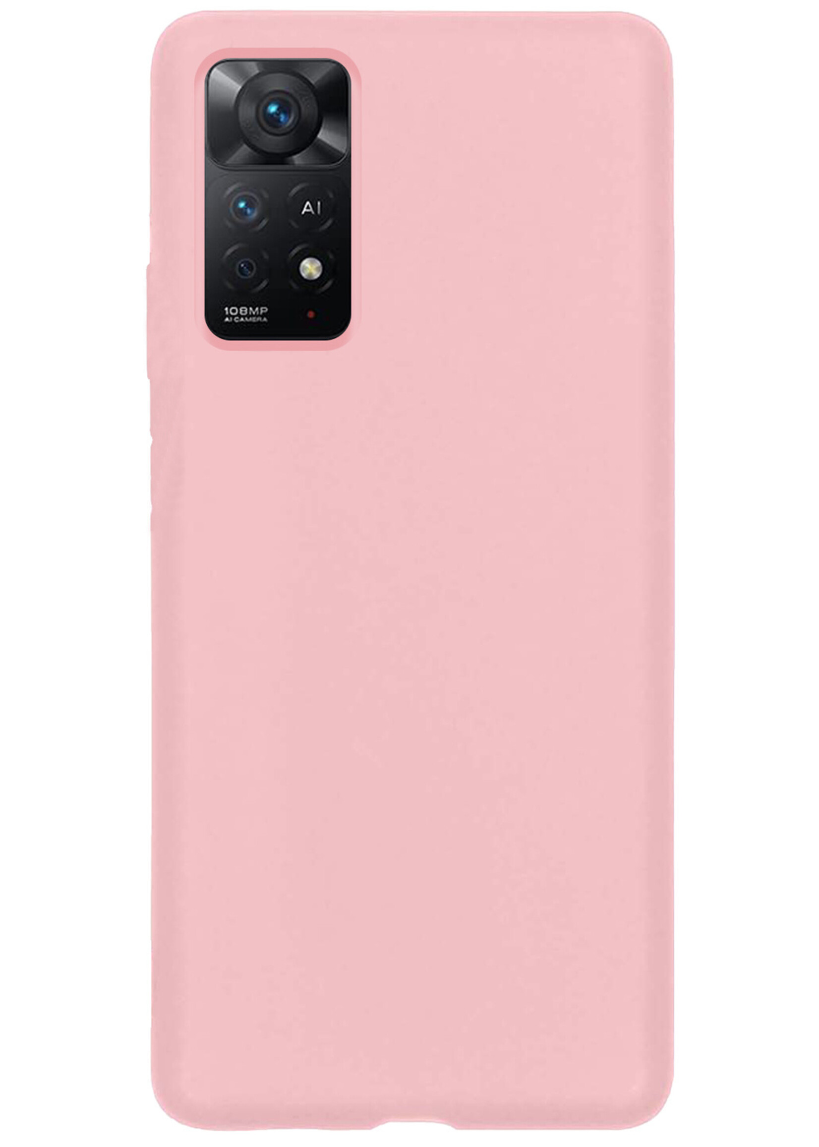 BTH Hoesje Geschikt voor Xiaomi Redmi Note 11 Hoesje Siliconen Case Hoes Met Screenprotector - Hoes Geschikt voor Xiaomi Redmi Note 11 Hoes Cover Case - Lichtroze
