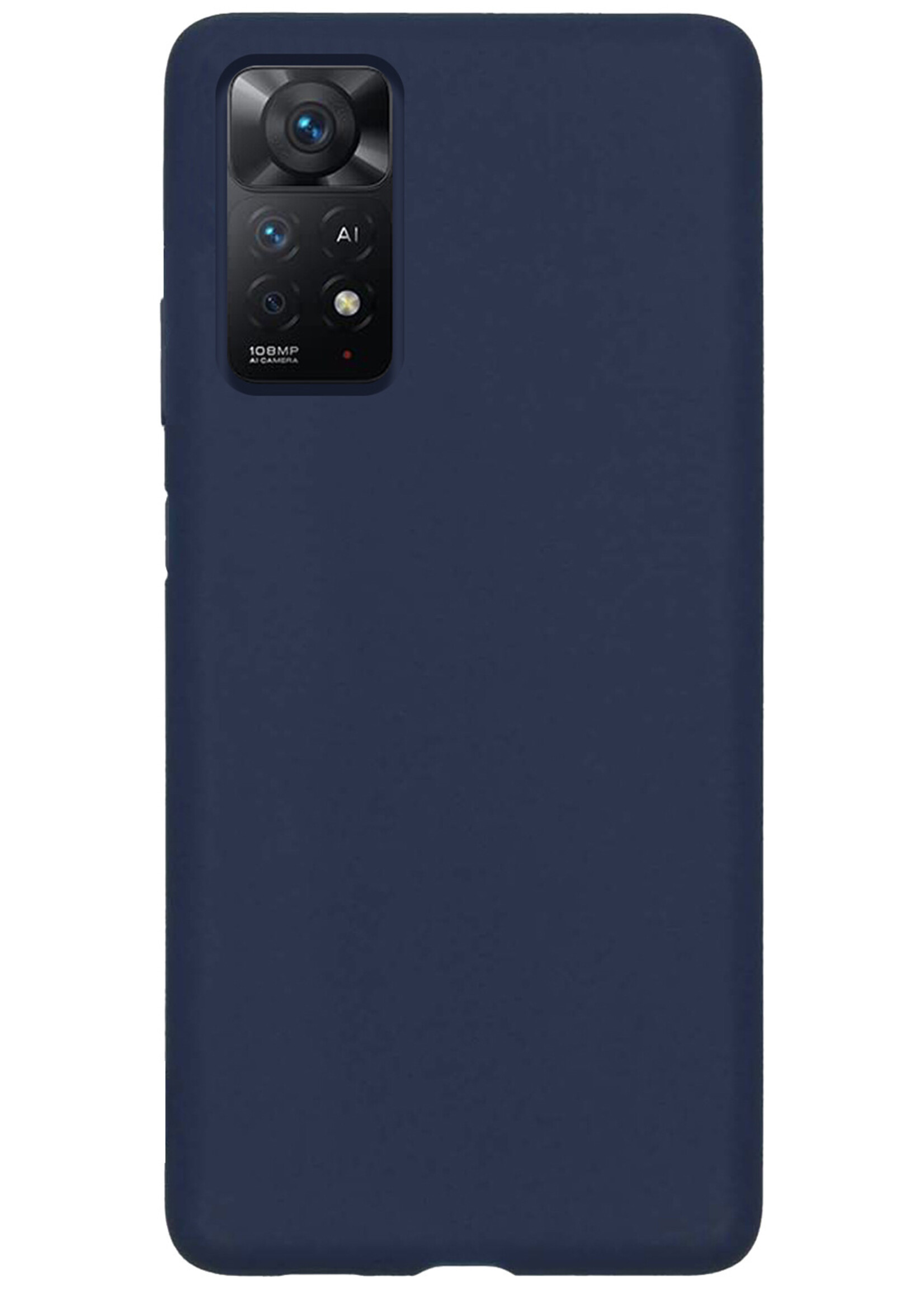BTH Hoesje Geschikt voor Xiaomi Redmi Note 11 Hoesje Siliconen Case Hoes Met 2x Screenprotector - Hoes Geschikt voor Xiaomi Redmi Note 11 Hoes Cover Case - Donkerblauw