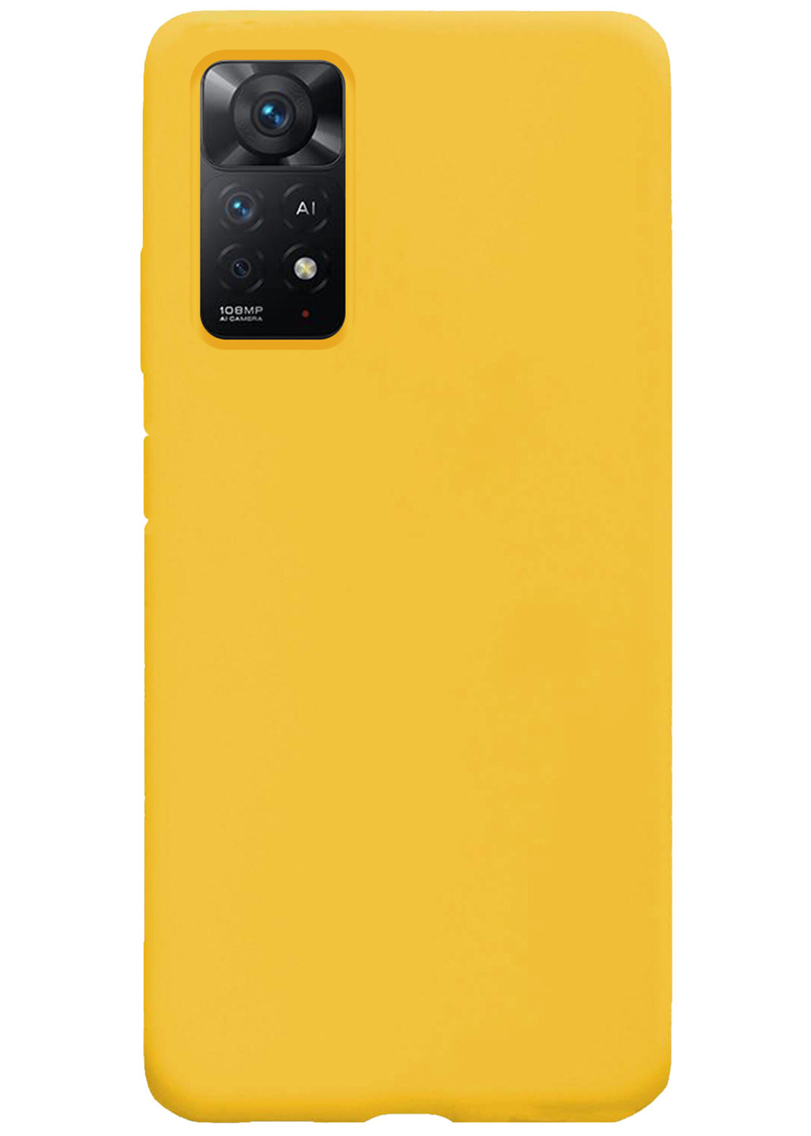 BTH Hoesje Geschikt voor Xiaomi Redmi Note 11 Hoesje Siliconen Case Hoes Met 2x Screenprotector - Hoes Geschikt voor Xiaomi Redmi Note 11 Hoes Cover Case - Geel
