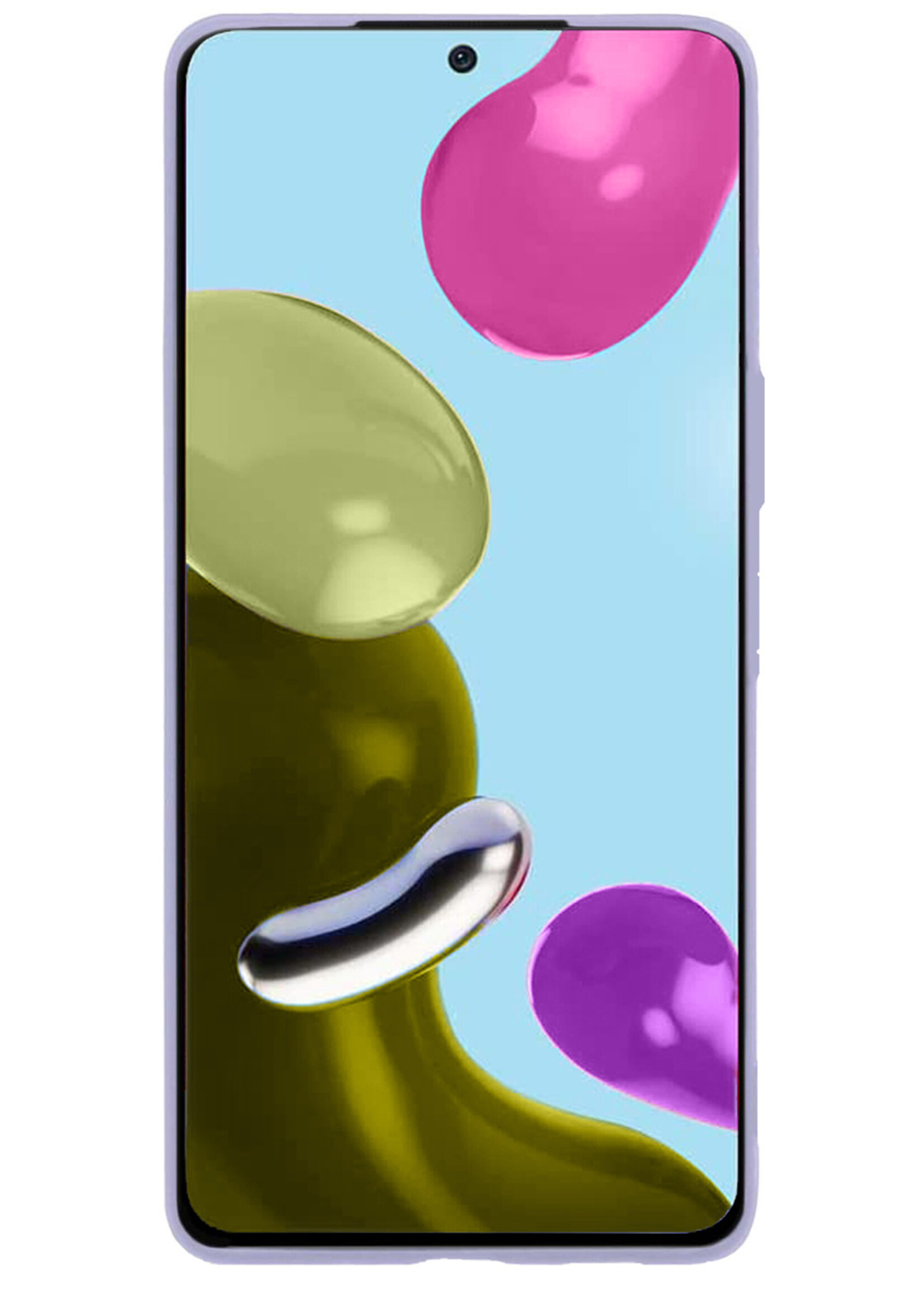 BTH Hoesje Geschikt voor Xiaomi Redmi Note 11 Hoesje Siliconen Case Hoes Met 2x Screenprotector - Hoes Geschikt voor Xiaomi Redmi Note 11 Hoes Cover Case - Lila
