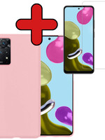 BTH BTH Xiaomi Redmi Note 11  Hoesje Siliconen Met Screenprotector - Lichtroze