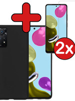 BTH BTH Xiaomi Redmi Note 11  Hoesje Siliconen Met 2x Screenprotector - Zwart