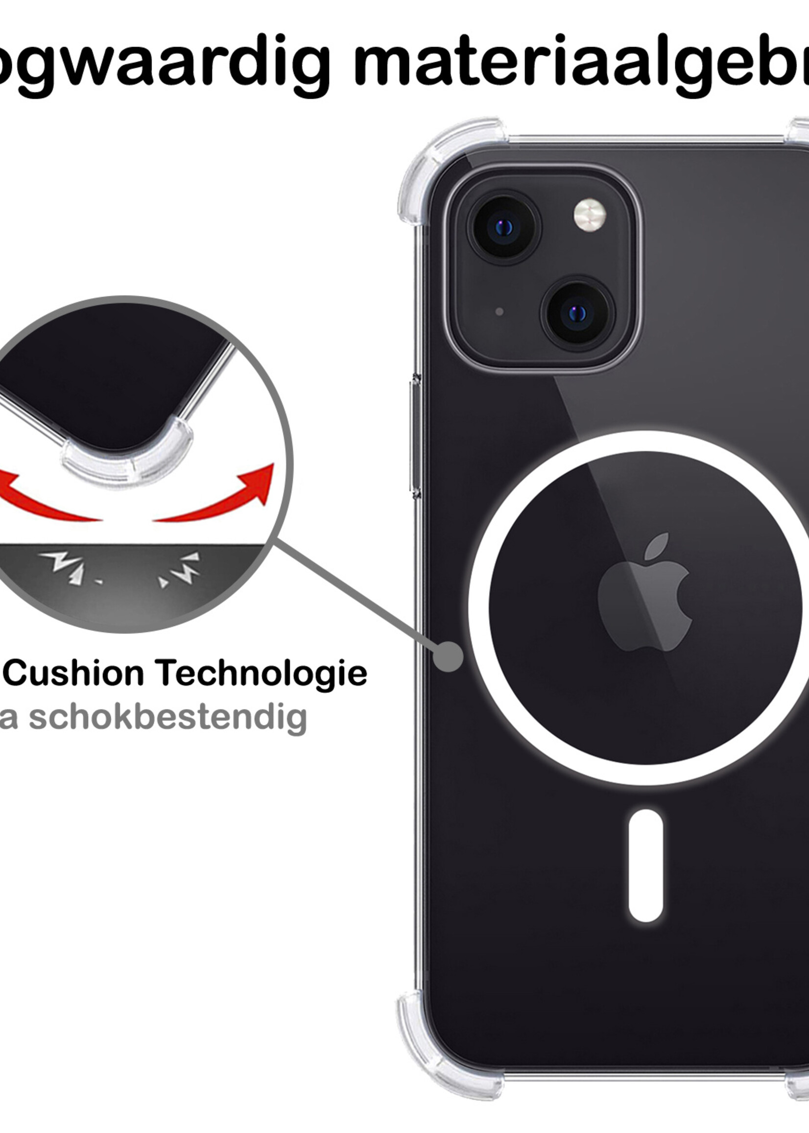 BTH Hoesje Geschikt voor iPhone 14 Hoesje Geschikt voor Magsafe Hoesje Shock Proof Cover - Hoes Geschikt voor iPhone 14 Hoesje Magsafe Case Shockproof - Transparant - 2 PACK
