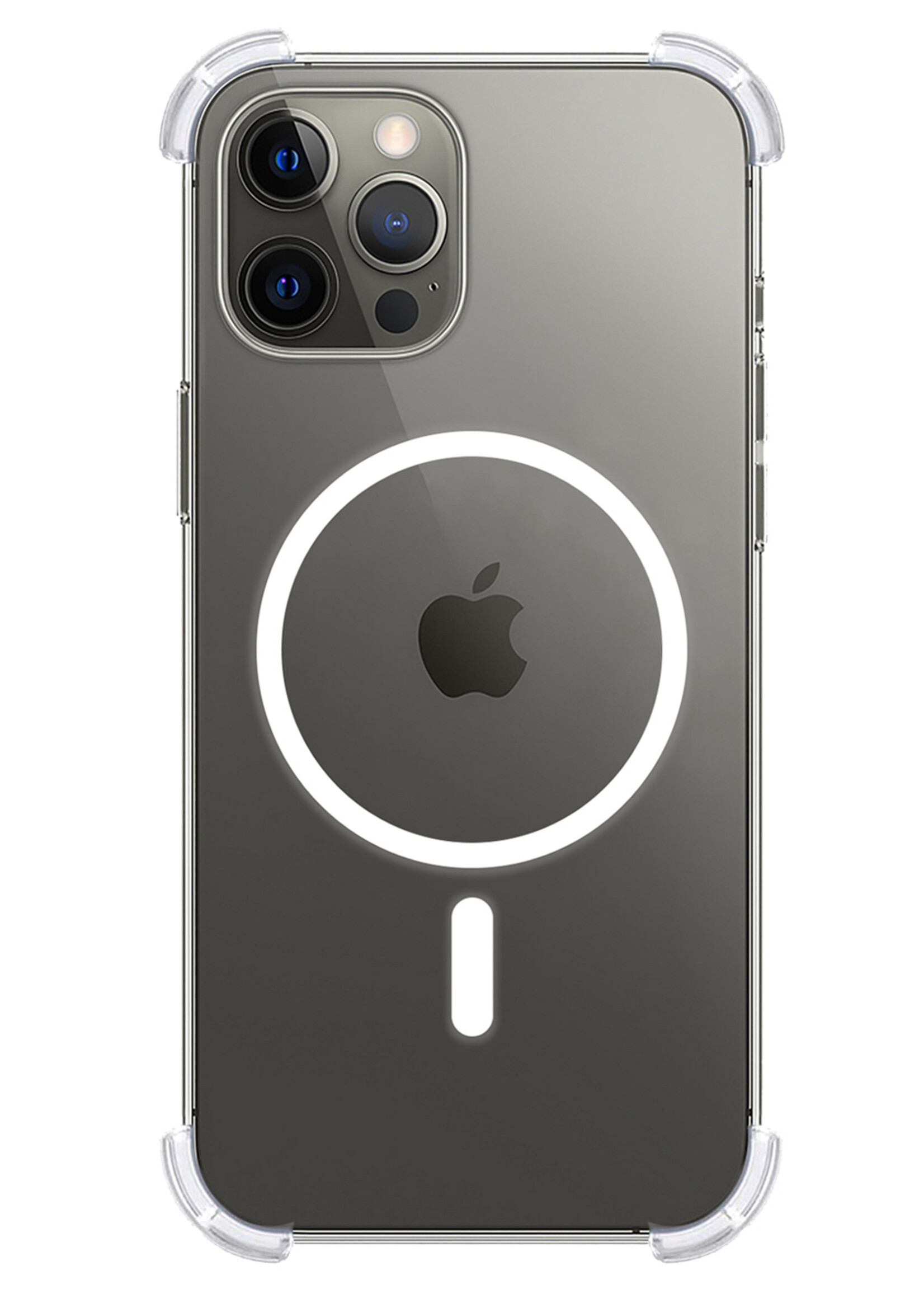 BTH Hoesje Geschikt voor iPhone 14 Pro Hoesje Geschikt voor Magsafe Hoesje Shock Proof Cover Met Screenprotector - Hoes Geschikt voor iPhone 14 Pro Hoesje Magsafe Case Shockproof - Transparant