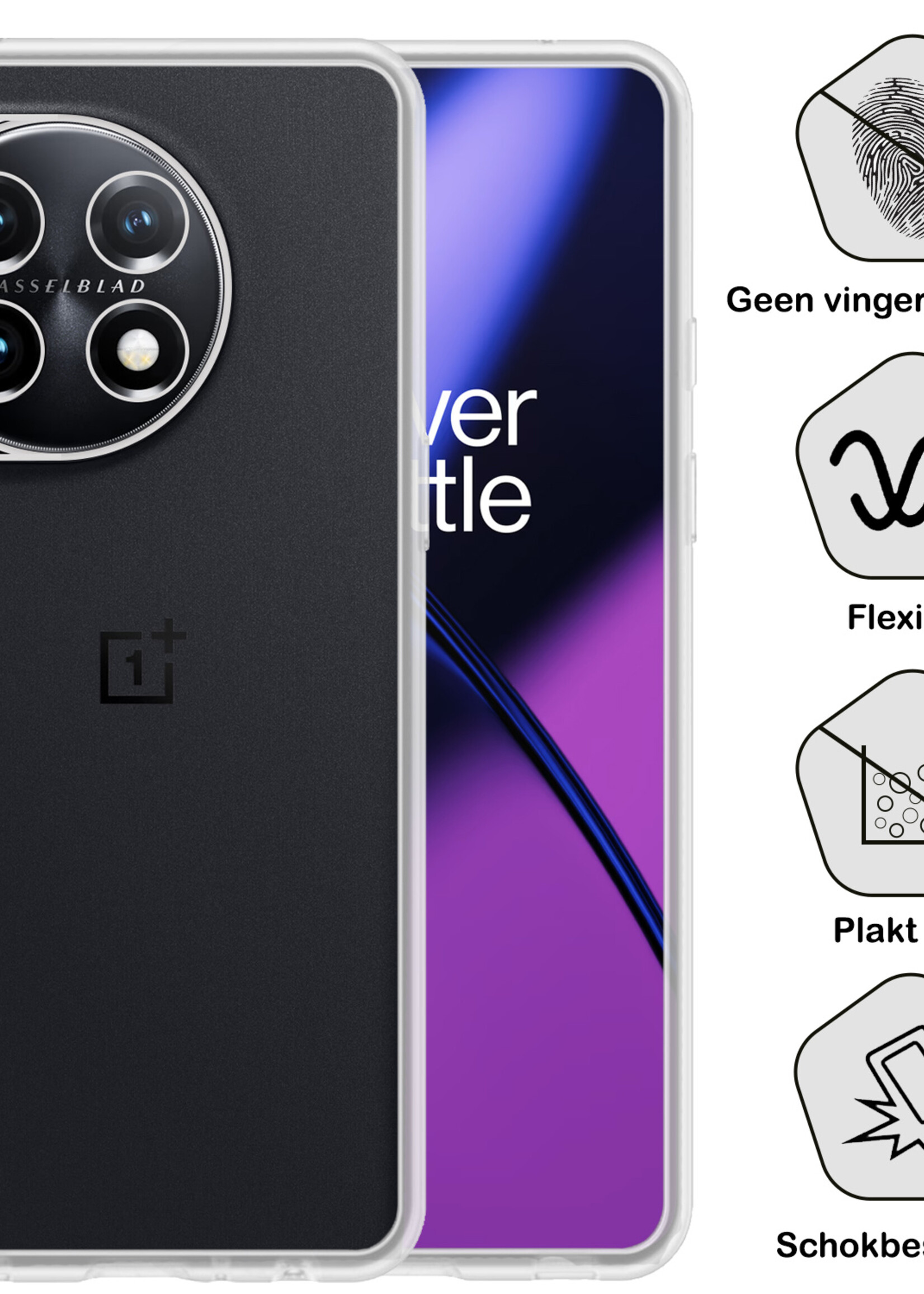 BTH OnePlus 11 Hoesje Siliconen Case Cover - OnePlus 11 Hoesje Cover Hoes Siliconen - Transparant