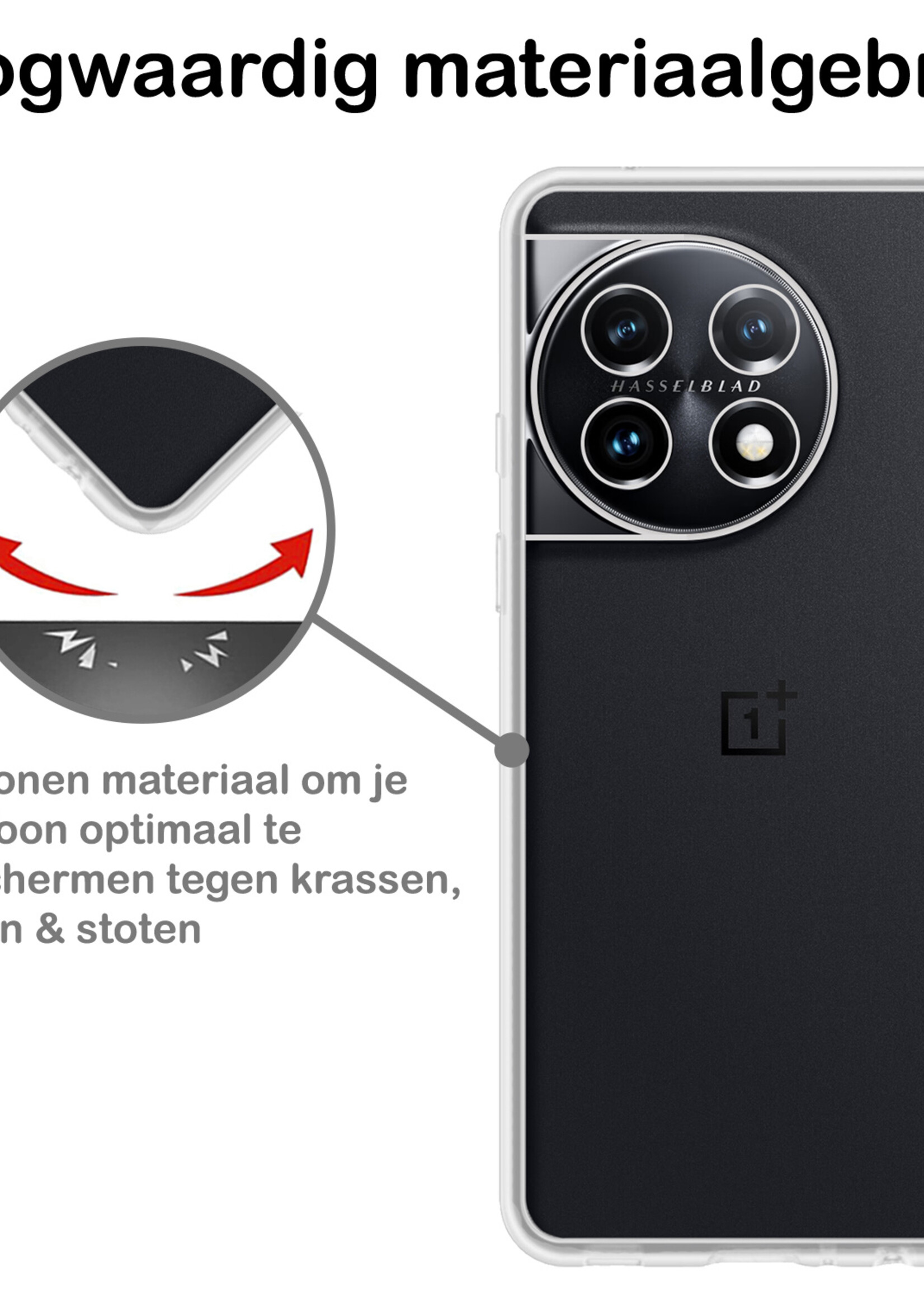 BTH OnePlus 11 Hoesje Siliconen Case Cover - OnePlus 11 Hoesje Cover Hoes Siliconen - Transparant