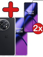BTH BTH OnePlus 11 Hoesje Siliconen Met 2x Screenprotector - Transparant