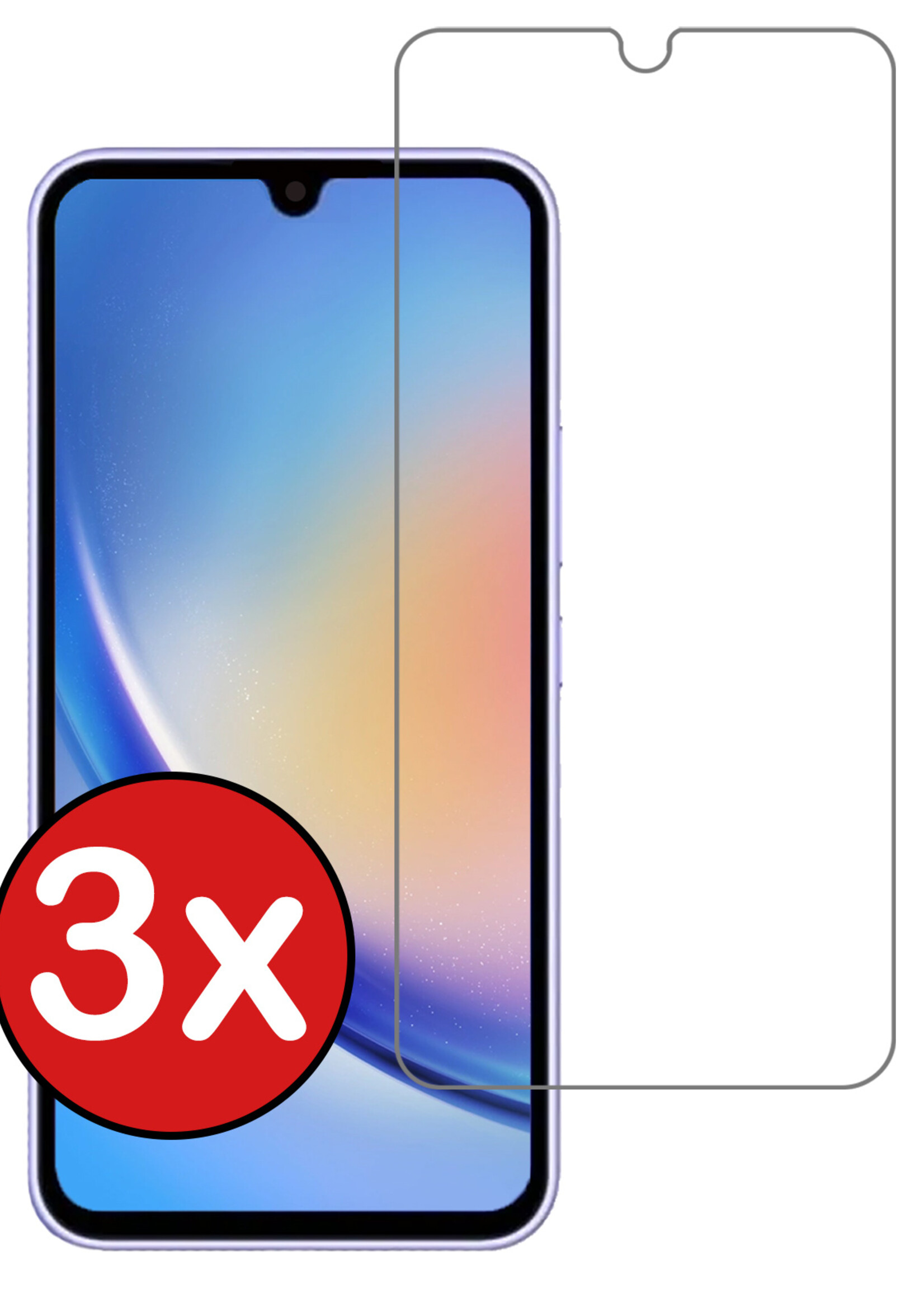 BTH Screenprotector Geschikt voor Samsung A34 Screenprotector Glas Gehard Tempered Glass - Screenprotector Geschikt voor Samsung Galaxy A34 Screen Protector Screen Cover - 3 PACK