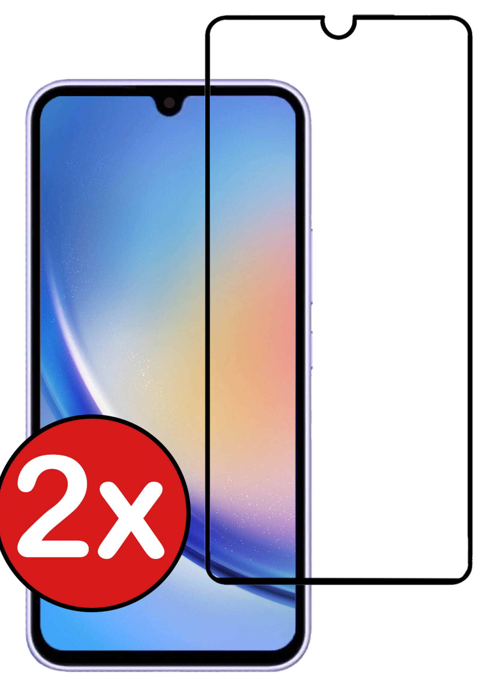BTH Screenprotector Geschikt voor Samsung A34 Screenprotector Glas Gehard Tempered Glass Full Cover - Screenprotector Geschikt voor Samsung Galaxy A34 Screen Protector Screen Cover - 2 PACK