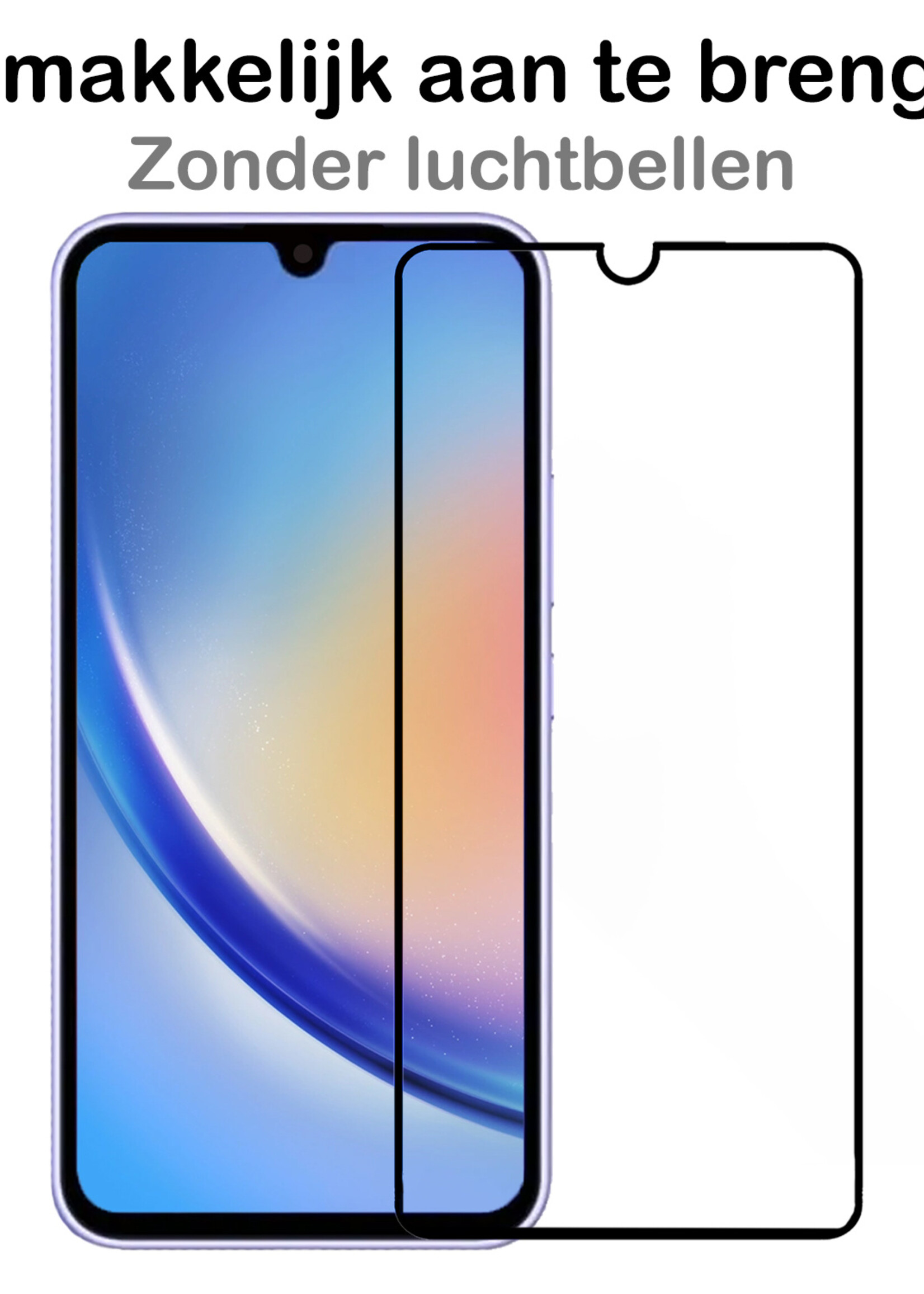 BTH Screenprotector Geschikt voor Samsung A34 Screenprotector Glas Gehard Tempered Glass Full Cover - Screenprotector Geschikt voor Samsung Galaxy A34 Screen Protector Screen Cover - 2 PACK
