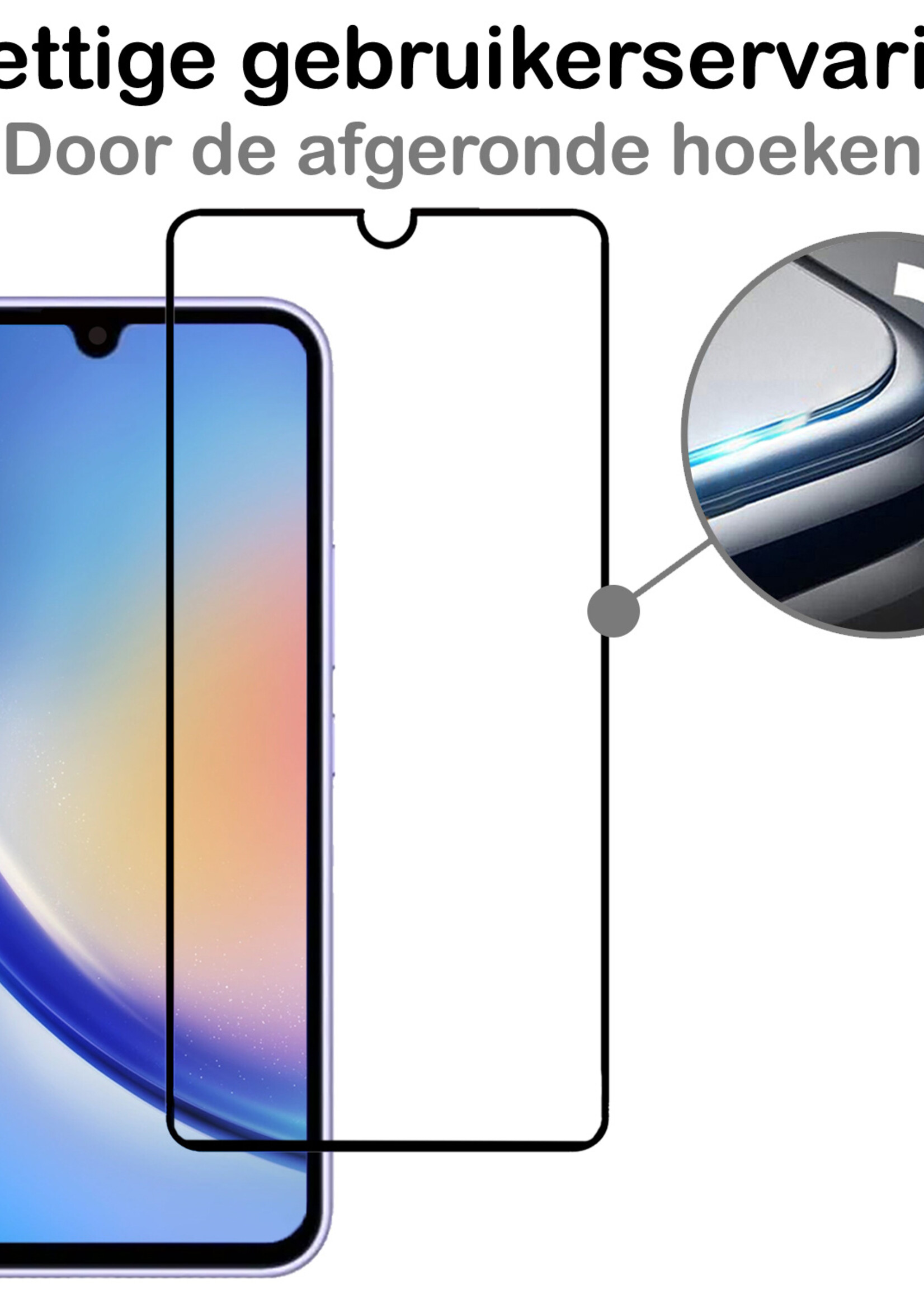 BTH Screenprotector Geschikt voor Samsung A34 Screenprotector Glas Gehard Tempered Glass Full Cover - Screenprotector Geschikt voor Samsung Galaxy A34 Screen Protector Screen Cover - 2 PACK