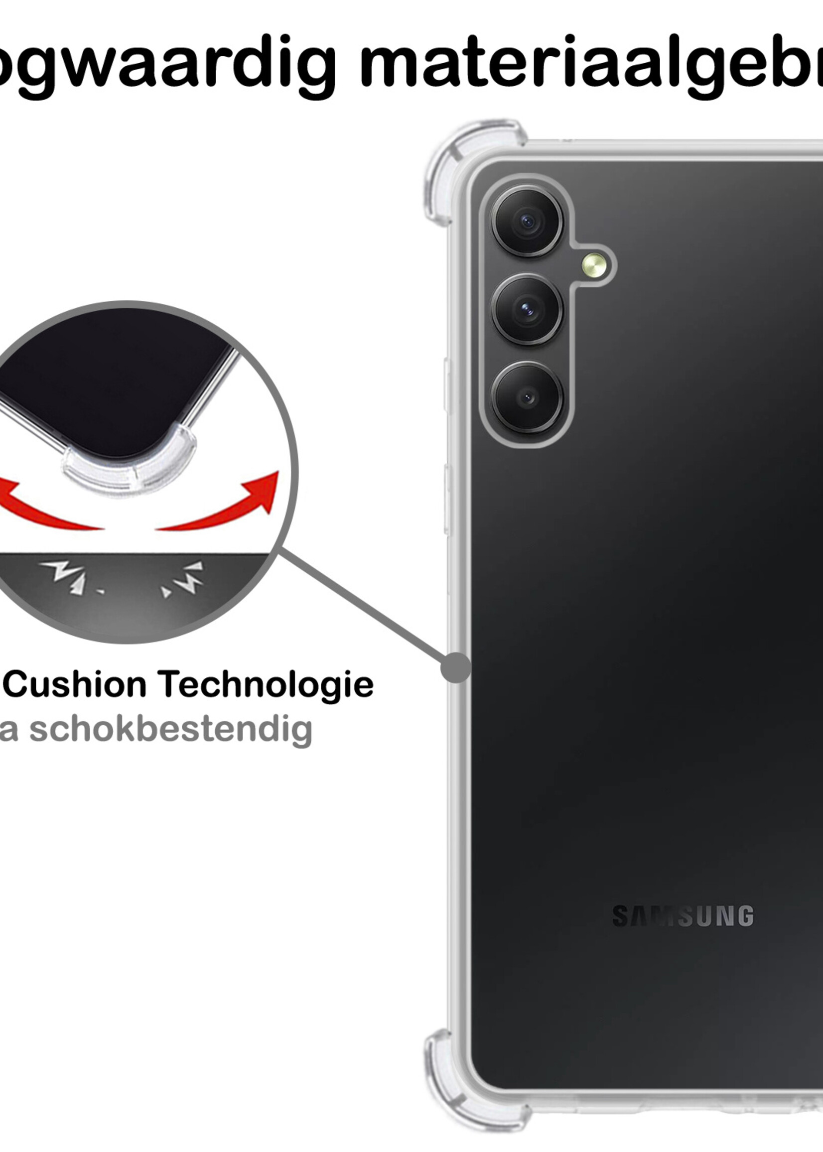 BTH Samsung A34 Hoesje Siliconen Shock Proof Case Hoes - Samsung Galaxy A34 Hoes Cover Case Shockproof - Transparant