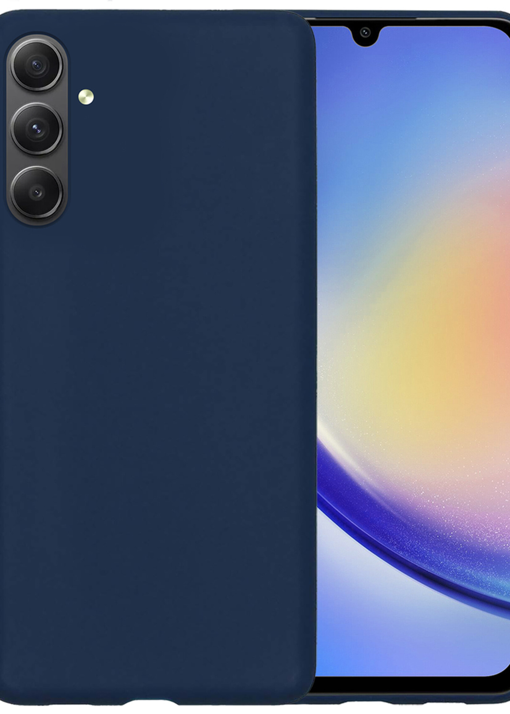 BTH Samsung A34 Hoesje Siliconen Case Cover - Samsung Galaxy A34 Hoesje Cover Hoes Siliconen - Donker Blauw