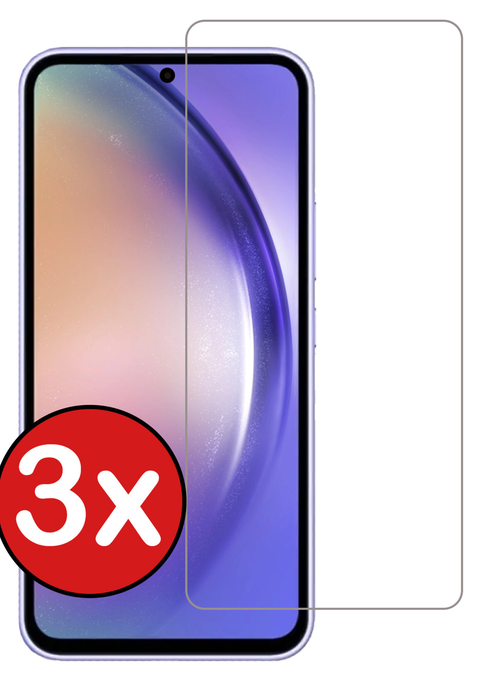 BTH Screenprotector Geschikt voor Samsung A54 Screenprotector Glas Gehard Tempered Glass - Screenprotector Geschikt voor Samsung Galaxy A54 Screen Protector Screen Cover - 3 PACK