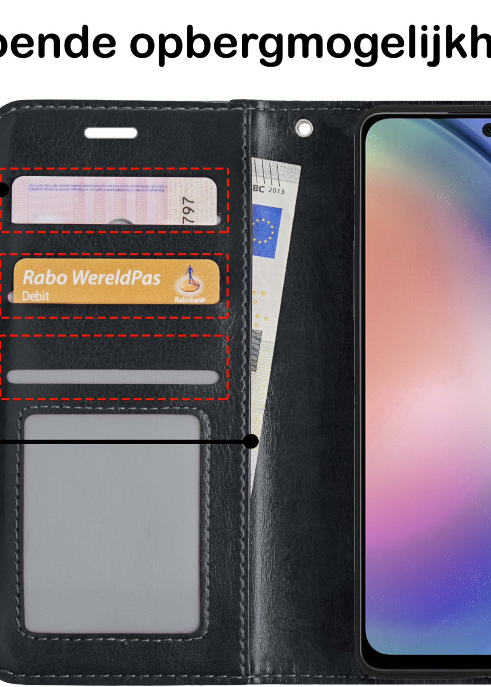 BTH Samsung A54 Hoesje Book Case Hoes Portemonnee Cover Walletcase - Samsung Galaxy A54 Hoes Bookcase Hoesje - Zwart