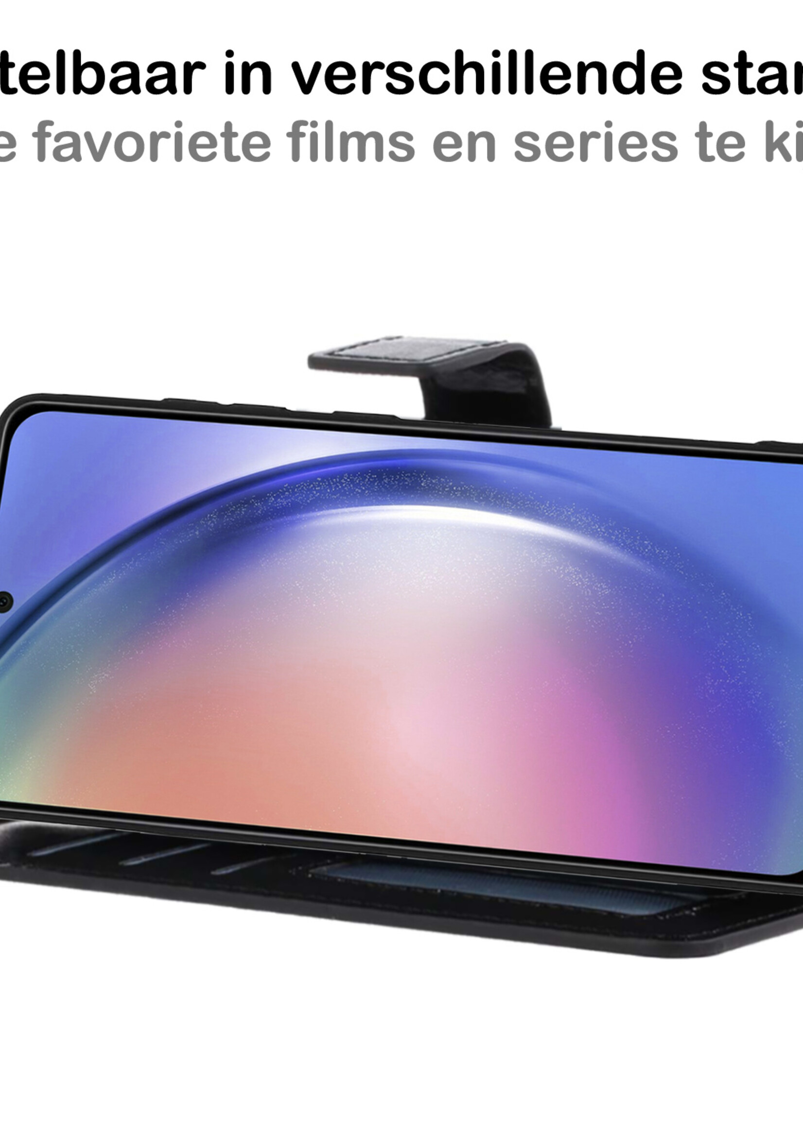 BTH Samsung A54 Hoesje Book Case Hoes Portemonnee Cover Walletcase - Samsung Galaxy A54 Hoes Bookcase Hoesje - Zwart